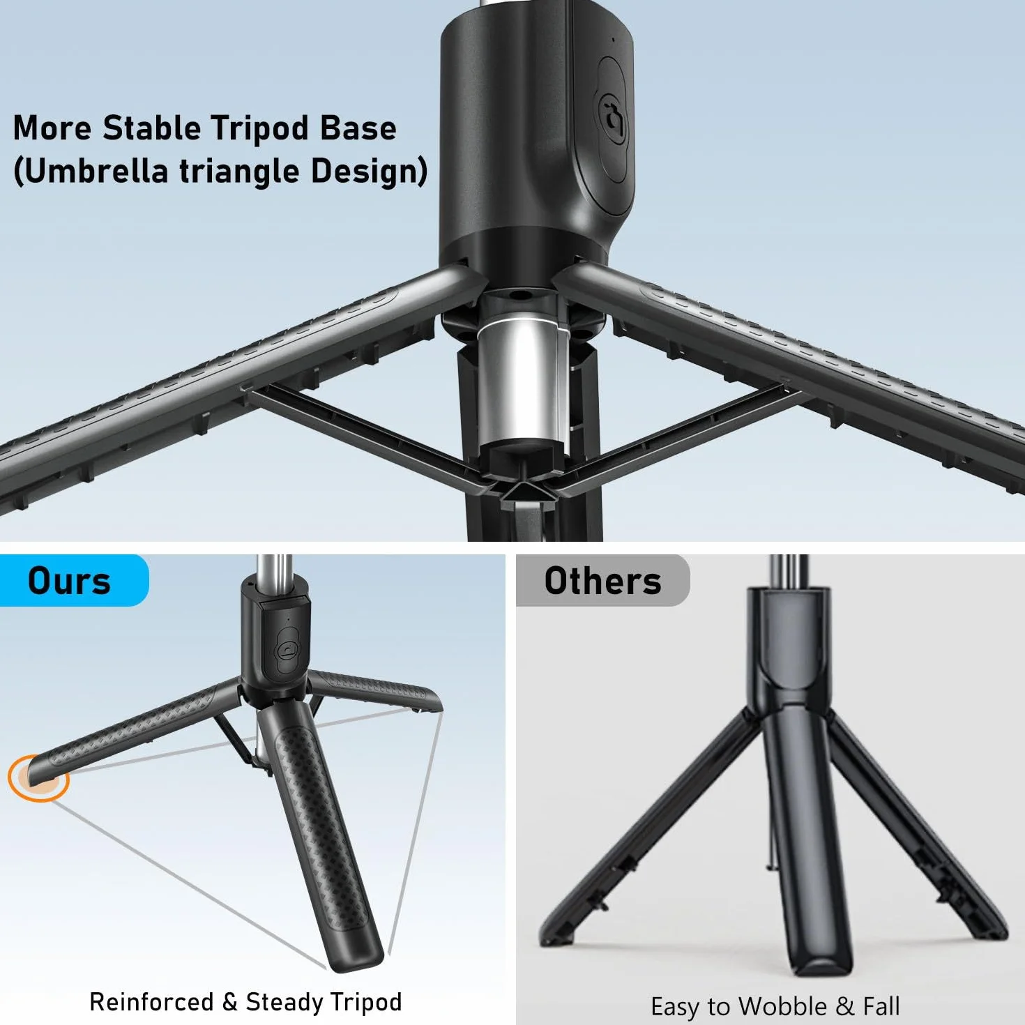 Perche à Selfie,Trépied Smartphone,125CM Extensible Selfie Stick Trépied de Téléphone avec télécommande détachable et trépied Stable,Compatible avec Samsung/iPhone/Huawei