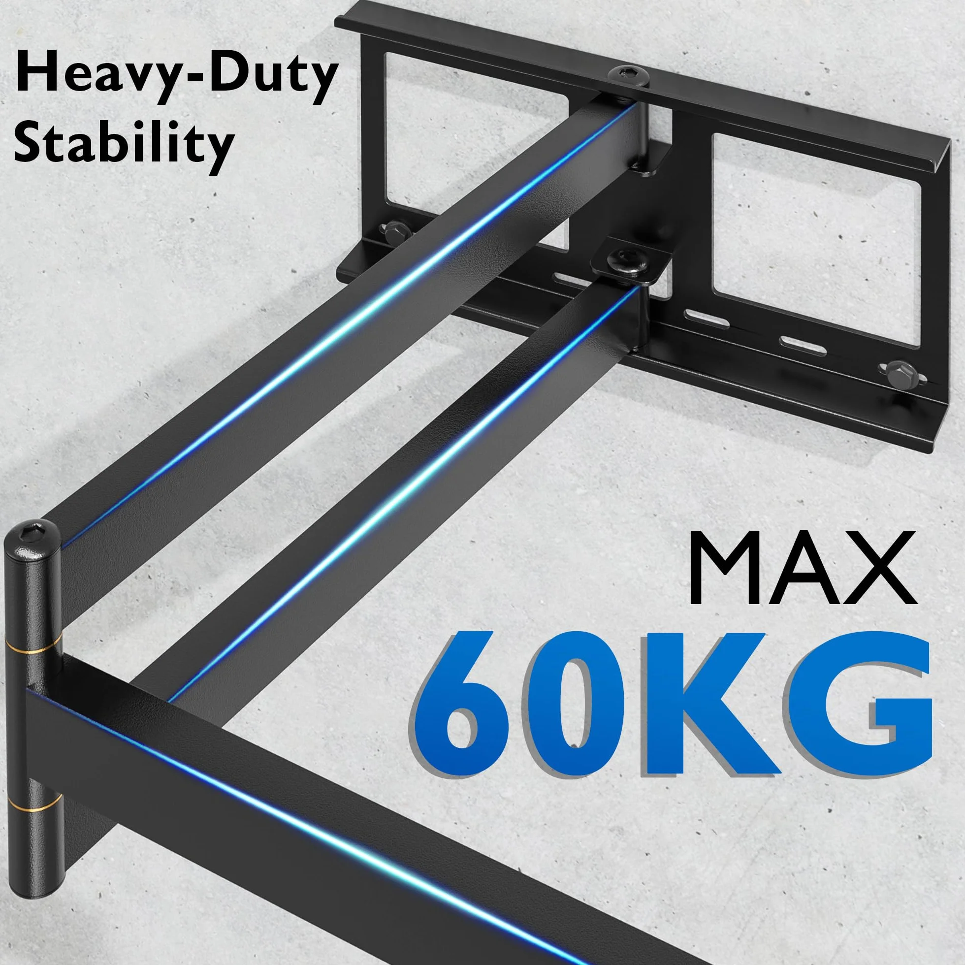 BONTEC Support Mural TV à Extra Longue Portée 1040 mm pour Écrans Plats/Incurvés LCD/LED/OLED de 32 à 75 Pouces jusqu'à 60 kg, Support TV Mural Pivotant, Inclinable et Rotatif, Max VESA 600x400 mm