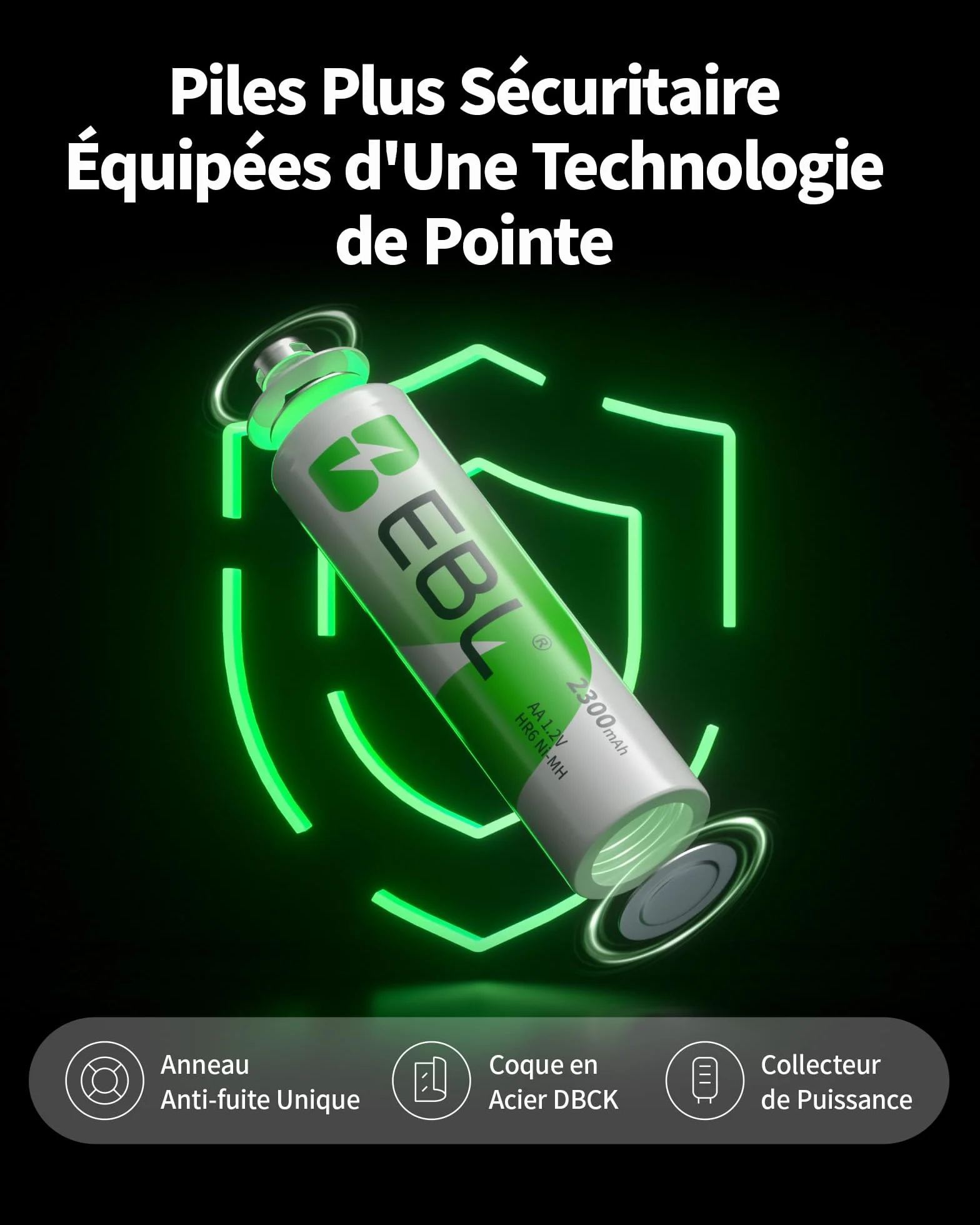 EBL Lot de 16 Piles Rechargeables AA AAA Ni-MH 1.2V HR6 HR03