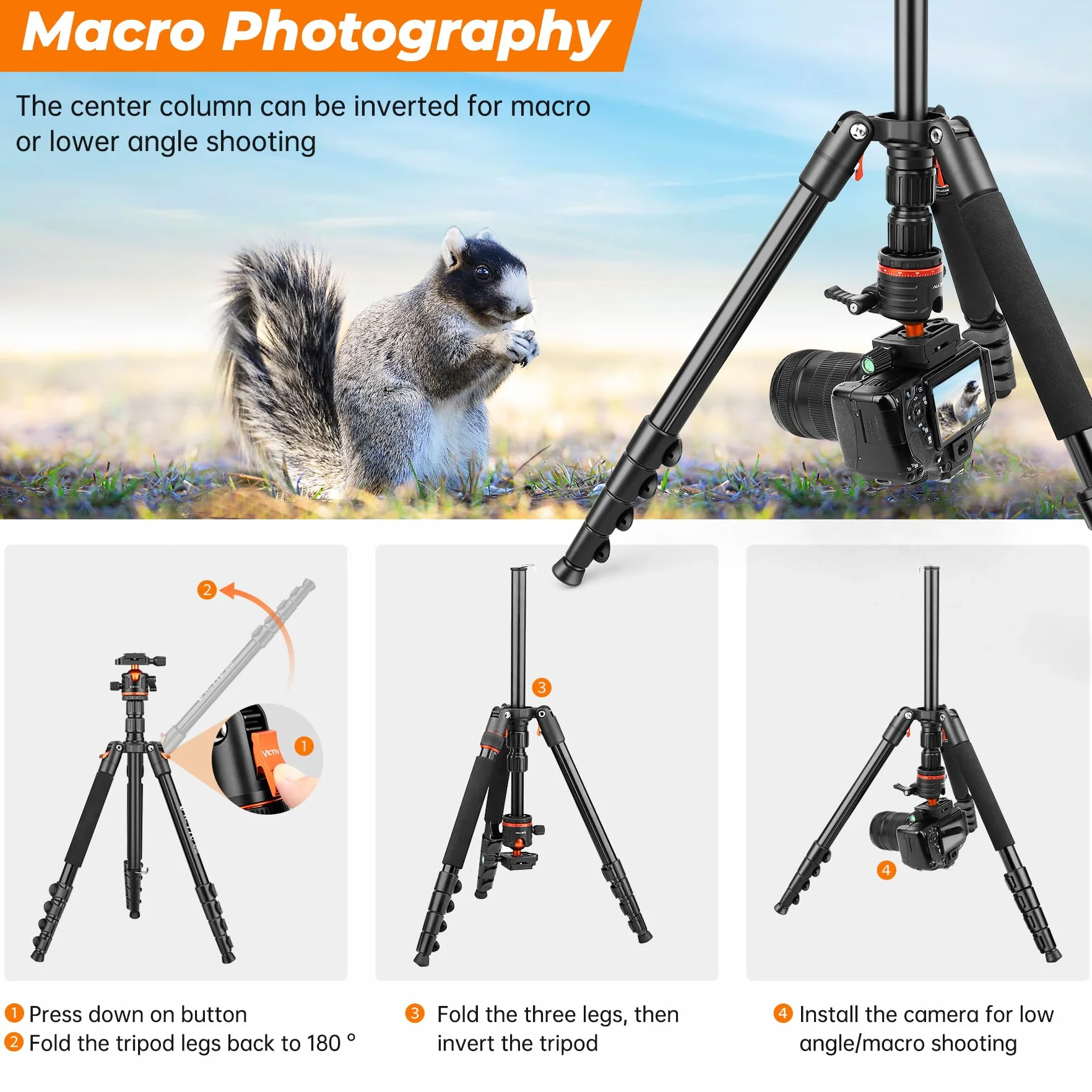 Victiv 200cm Trepied Appareil Photo, Trépied de Voyage Portable & Stable, Trépieds Caméra Aluminium avec 360° Rotule Ball & Monopode Amovible pour Canon Nikon Sony DSLR, Tripod pour iPhone Smartphone