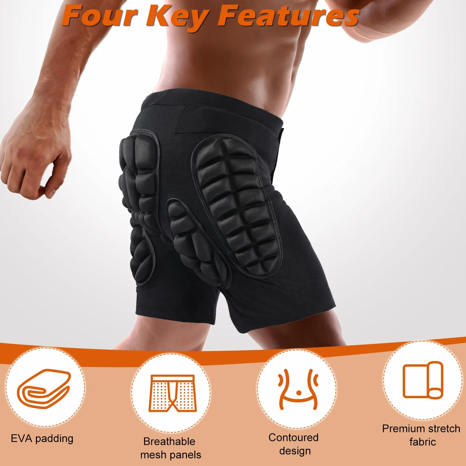 Short de Protection Rembourré en EVA 3D, Protection Hip Pad Pantalon, Résistants aux Chocs pour Skateboard, Snowboard, Patinage, Cyclisme