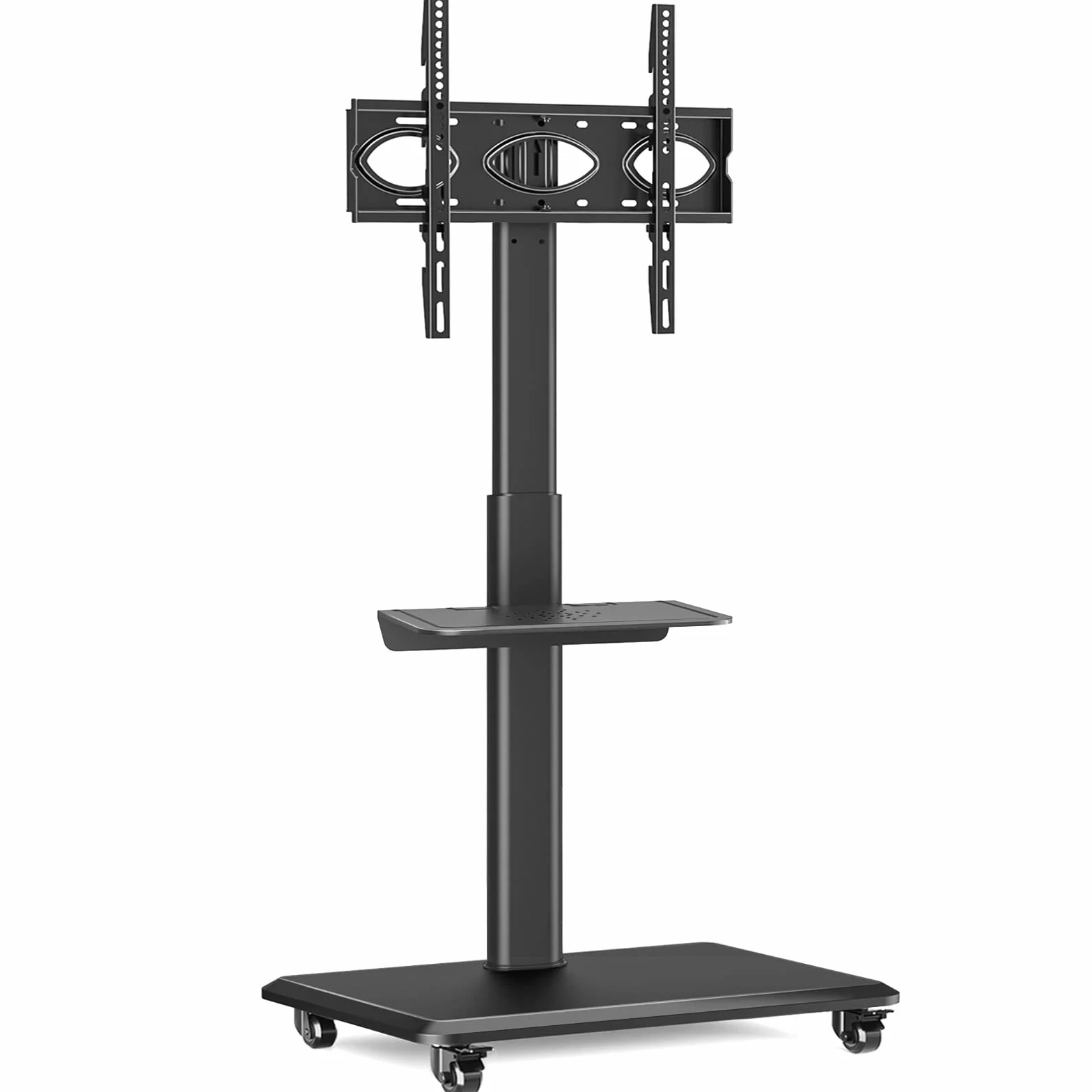 RFIVER Support TV Roulette avec Support Cantilever pour Ecran de Télé de 26 à 70 Pouces LED LCD Plasma Chariot Meuble TV Pied Universel Pivotant Réglable en Hauteur avec 2 Étagères