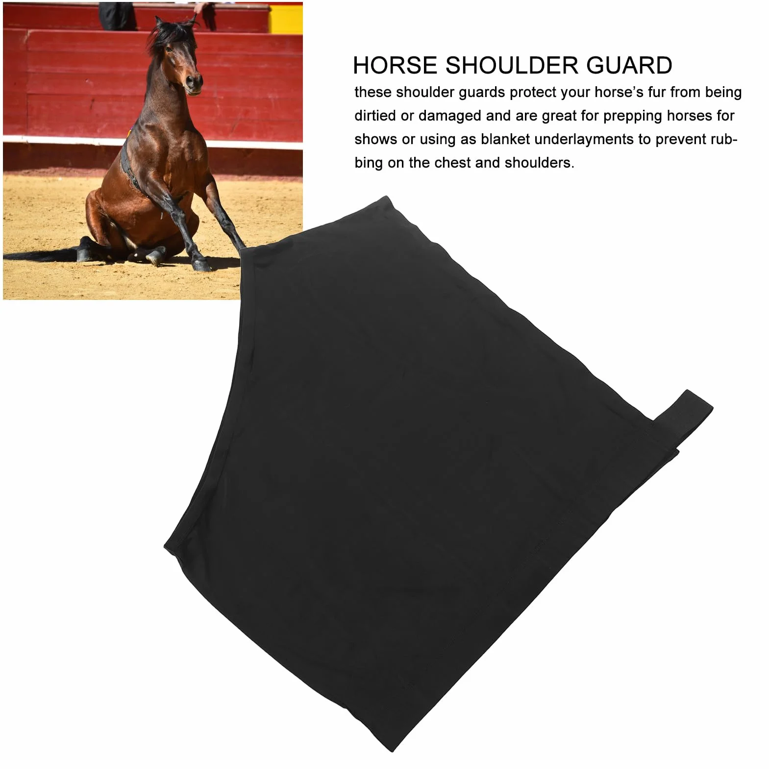 Tbest Gilet Cheval Garde-épaule Protège-épaules Extensible Anti-frottement Polyuréthane Noir Taille M