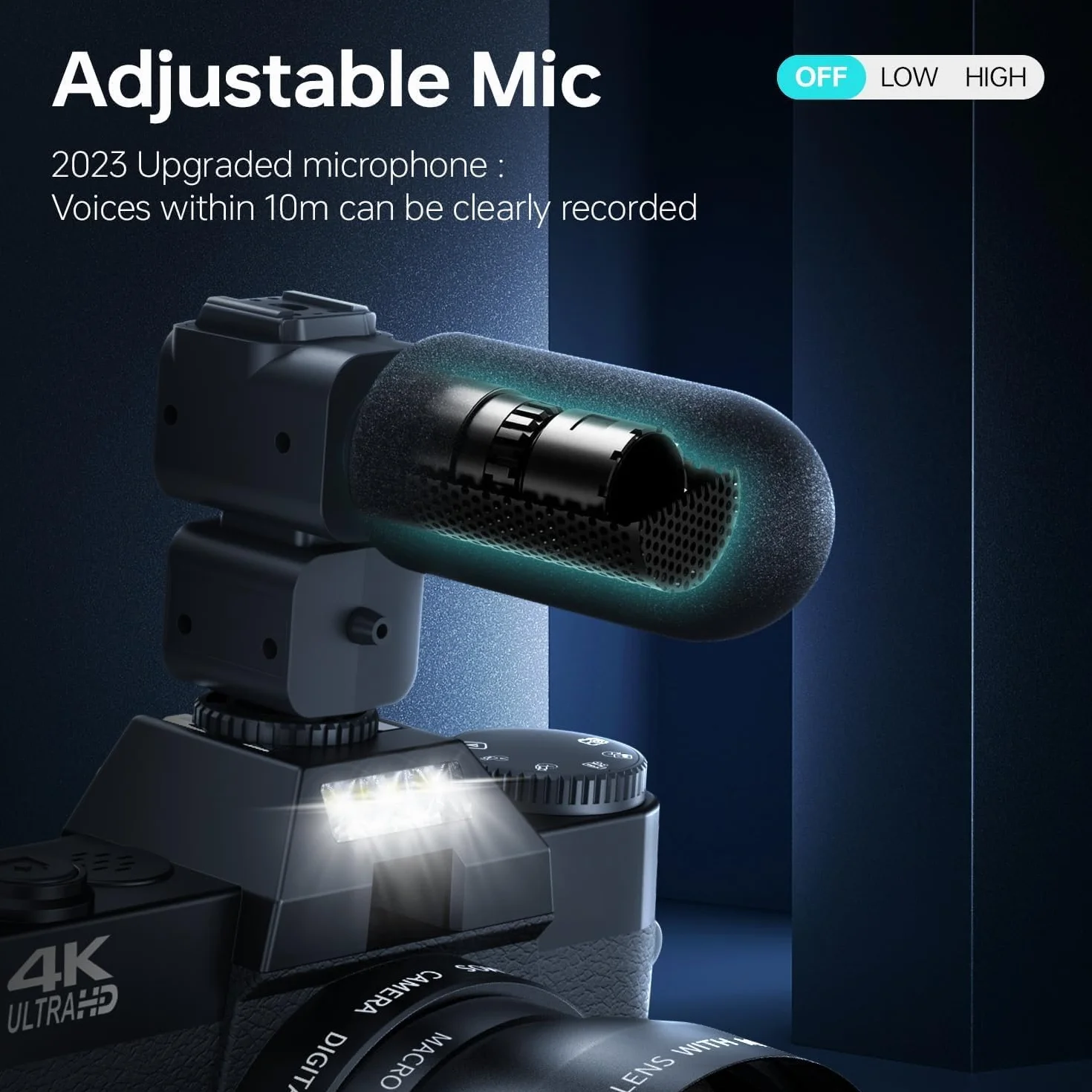 Appareil Photo Numérique 4K 56MP avec Objectif Grand Angle et Macro, Carte 32Go, Écran LCD 180°, Zoom Numérique 18X