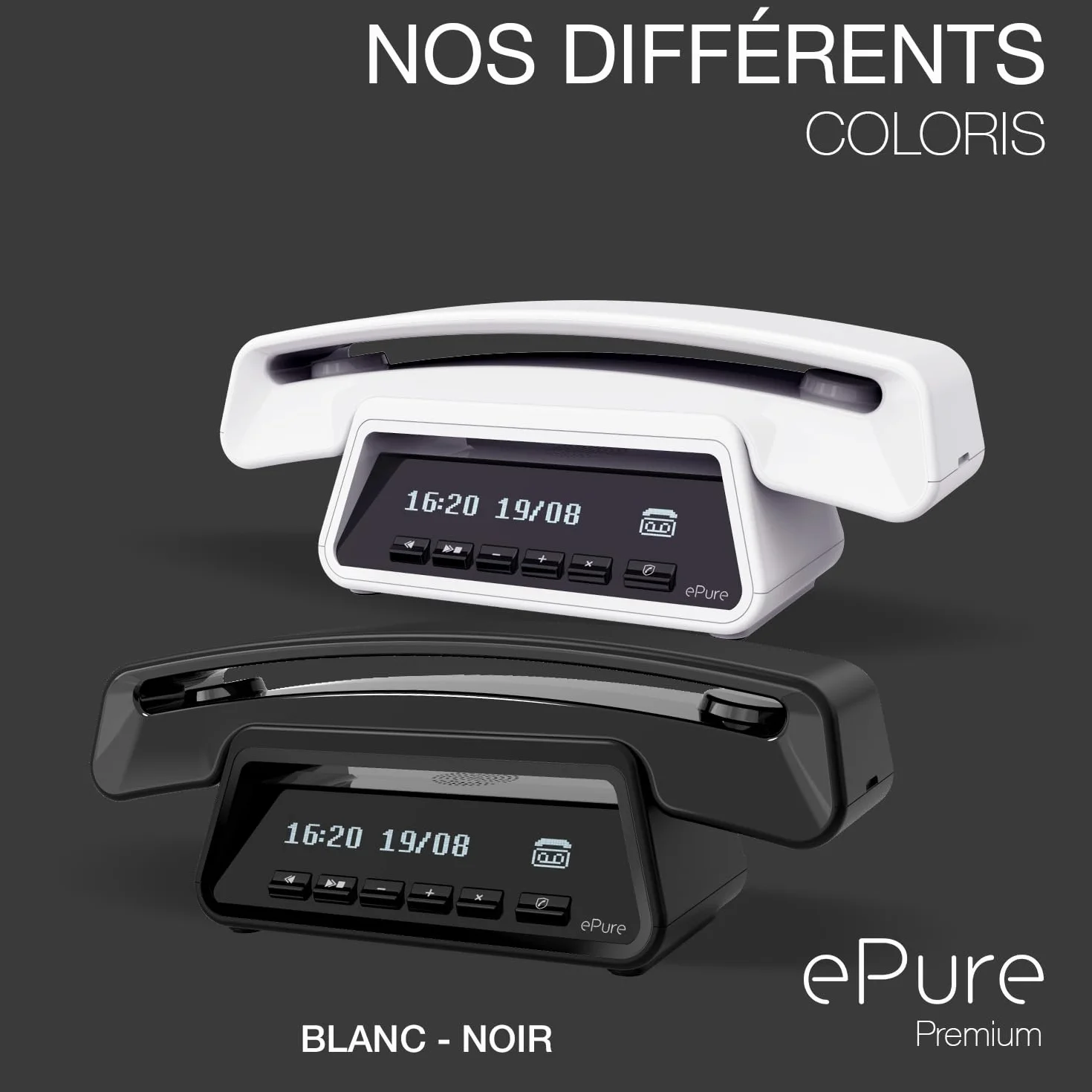 ALCATEL Epure Premium Téléphone Fixe sans Fil DECT avec Répondeur Design Vintage Noir