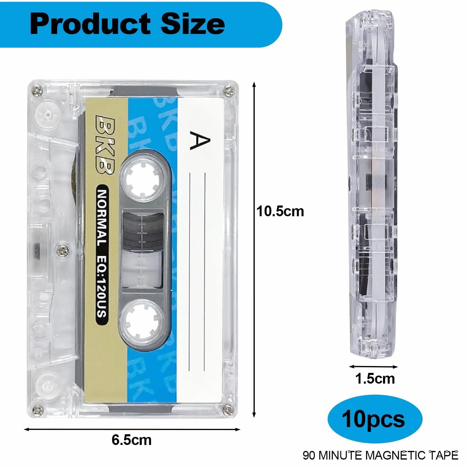 Cassettes audio vides 90 min, lot de 10, faible bruit pour enregistrements