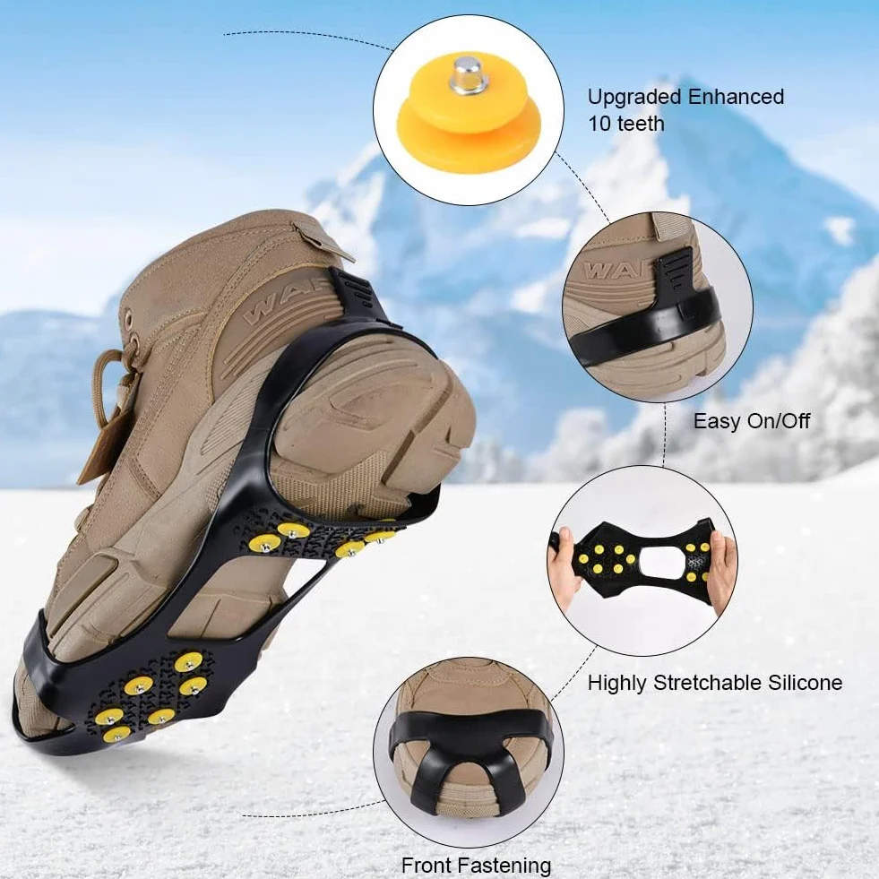 Flintronic Crampons à Neige Antidérapants en Acier Inoxydable pour Chaussures, Griffes à Glace Universelles
