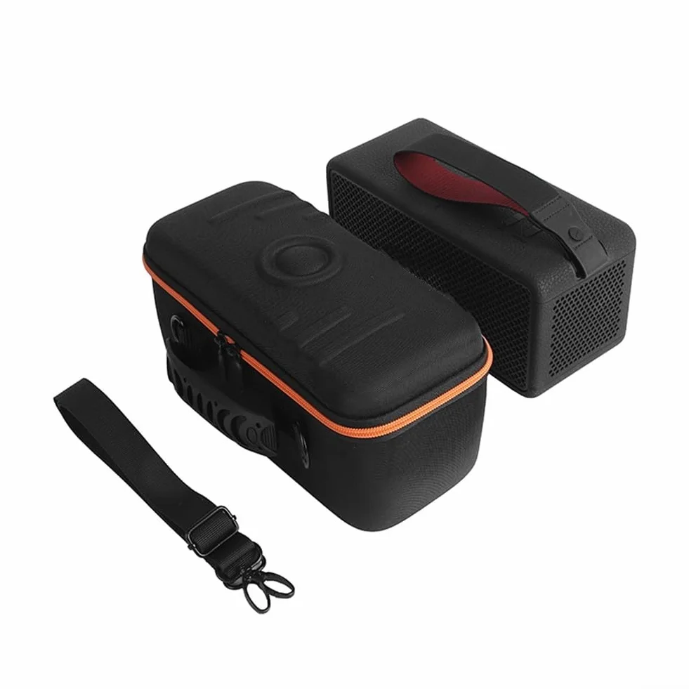 Étui de rangement en EVA avec fermeture éclair sécurisée pour protection contre les chocs pour haut-parleur Marshall Middleton II étanche pour une utilisation en extérieur (noir + orange)