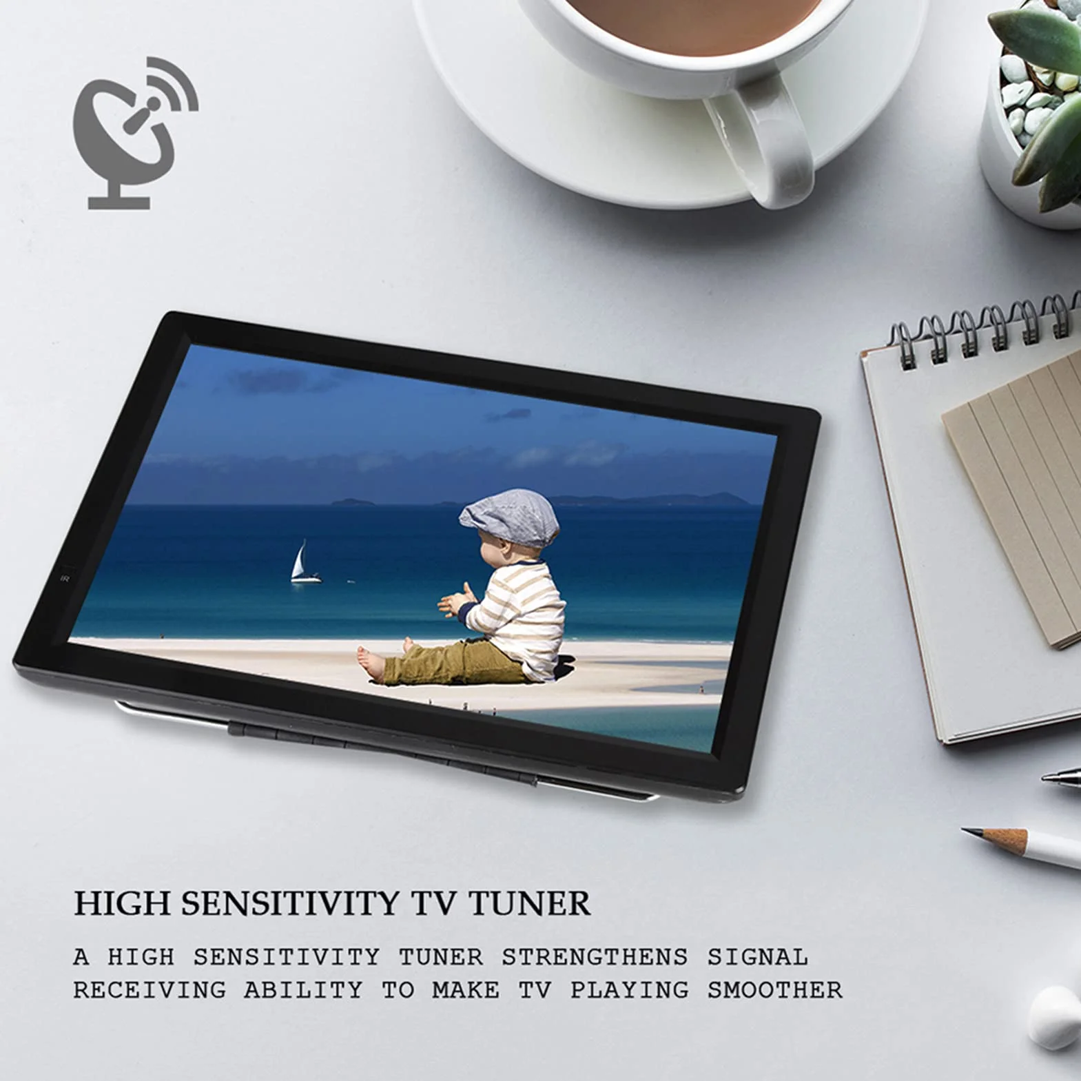 ASHATA Téléviseur Numérique pour Voiture LCD 14 Pouces,Mini-téléviseur Numérique HD 1080P avec 2 Haut-parleurs Stéréo,Téléviseur Portable avec Tuner Haute Sensibilité/Plusieurs Sources Externes