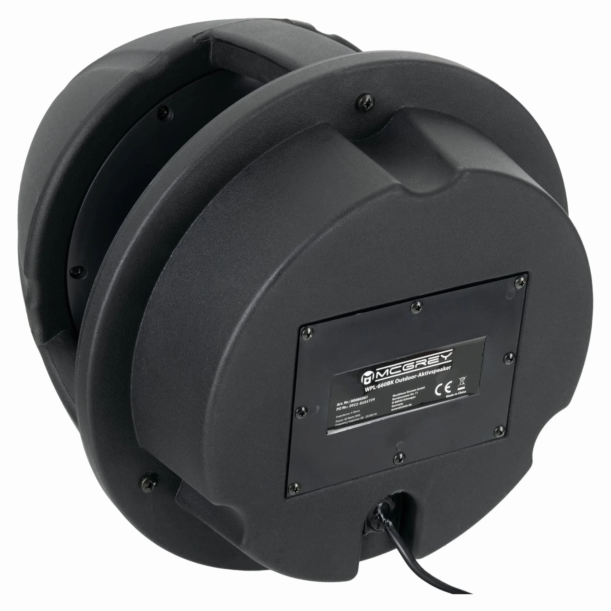McGrey WPL-660BK BT 360° Enceinte Outdoor Active 2 Voies pour Jardin - Portée Bluetooth® : env. 10 mètres - Diffusion sonore à 360° - Résistante à l'eau et aux UV (IP56) - Noir