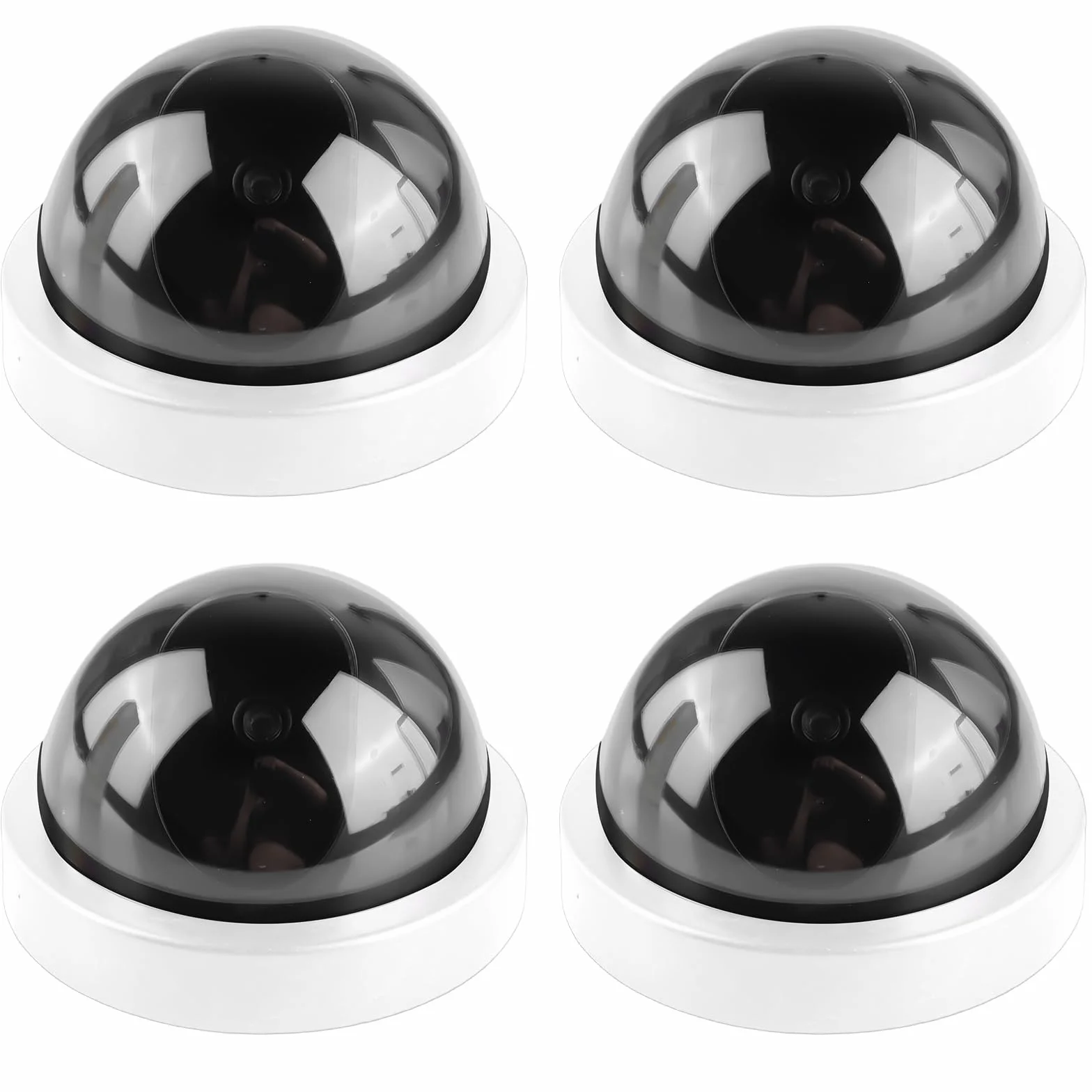 GOMETY Lot de 4 caméras factices avec LED rouge clignotante, caméra de sécurité factice réaliste, caméra CCTV factice, caméra dôme factice pour la surveillance à domicile et au bureau (Blanc)
