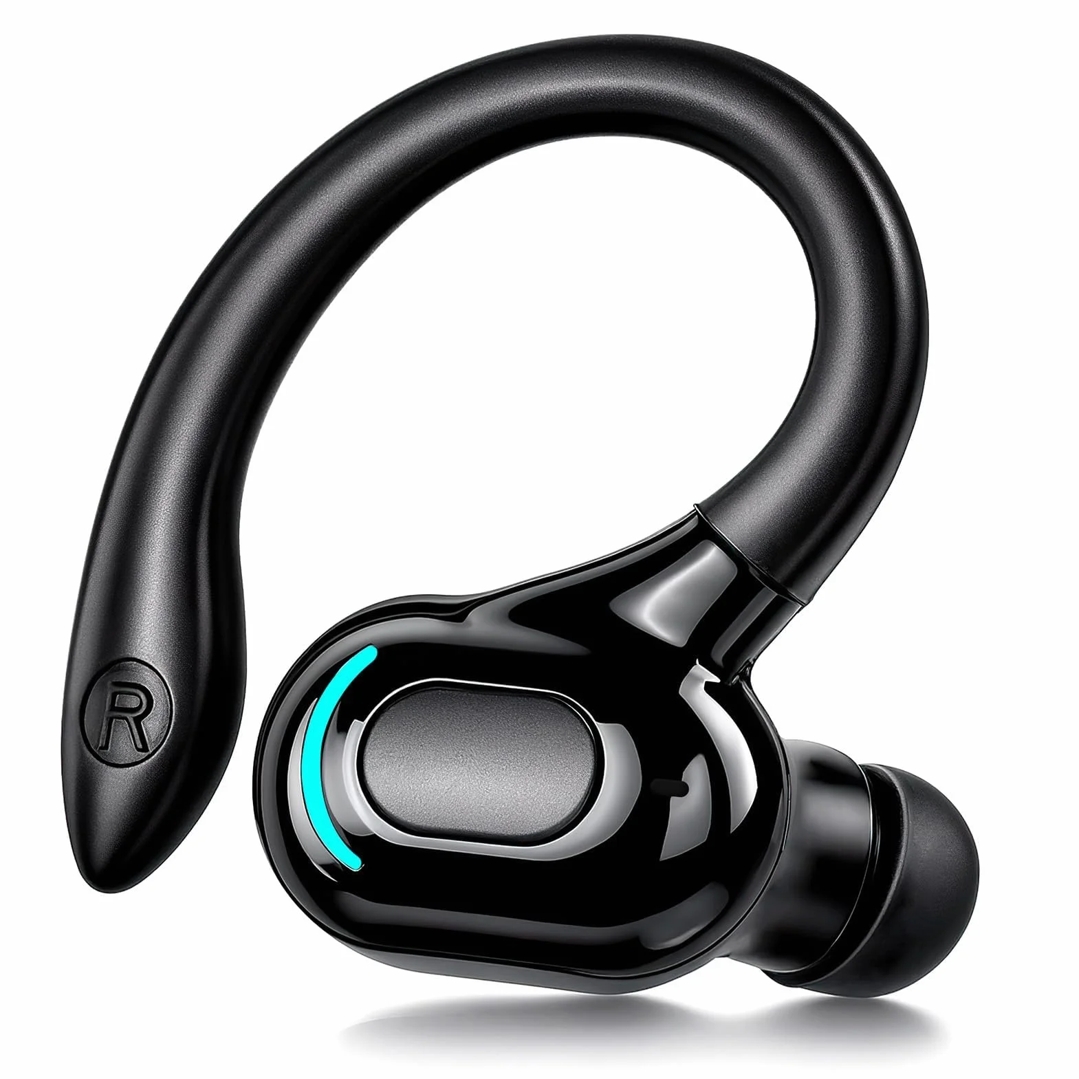 Oreillette Bluetooth sans Fil V5.2 avec Micro intégré Écouteur Mono Tour d’Oreille 360° 20h de Lecture pour iPhone Android PC Bureau Conduite Affaires Sport-Réduction du Bruit(Noir)