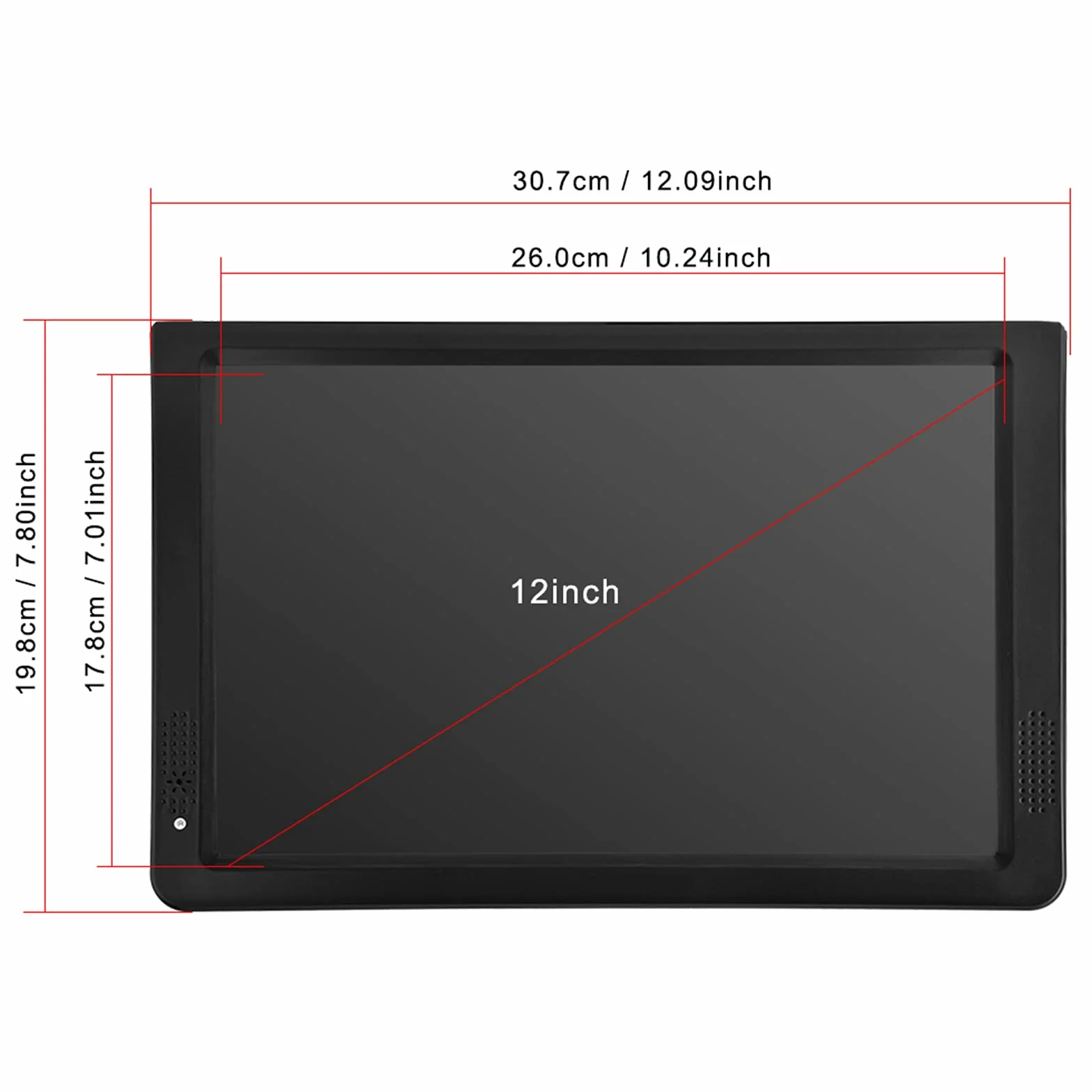 VBESTLIFE T / T2 Téléviseur Portable 12 Pouces, avec Ecran LCD Haute Résolution 1280 * 800 Téléviseur Numérique Support Alimentation Secteur, Adaptateur Allume-Cigare 12V etc(EU)