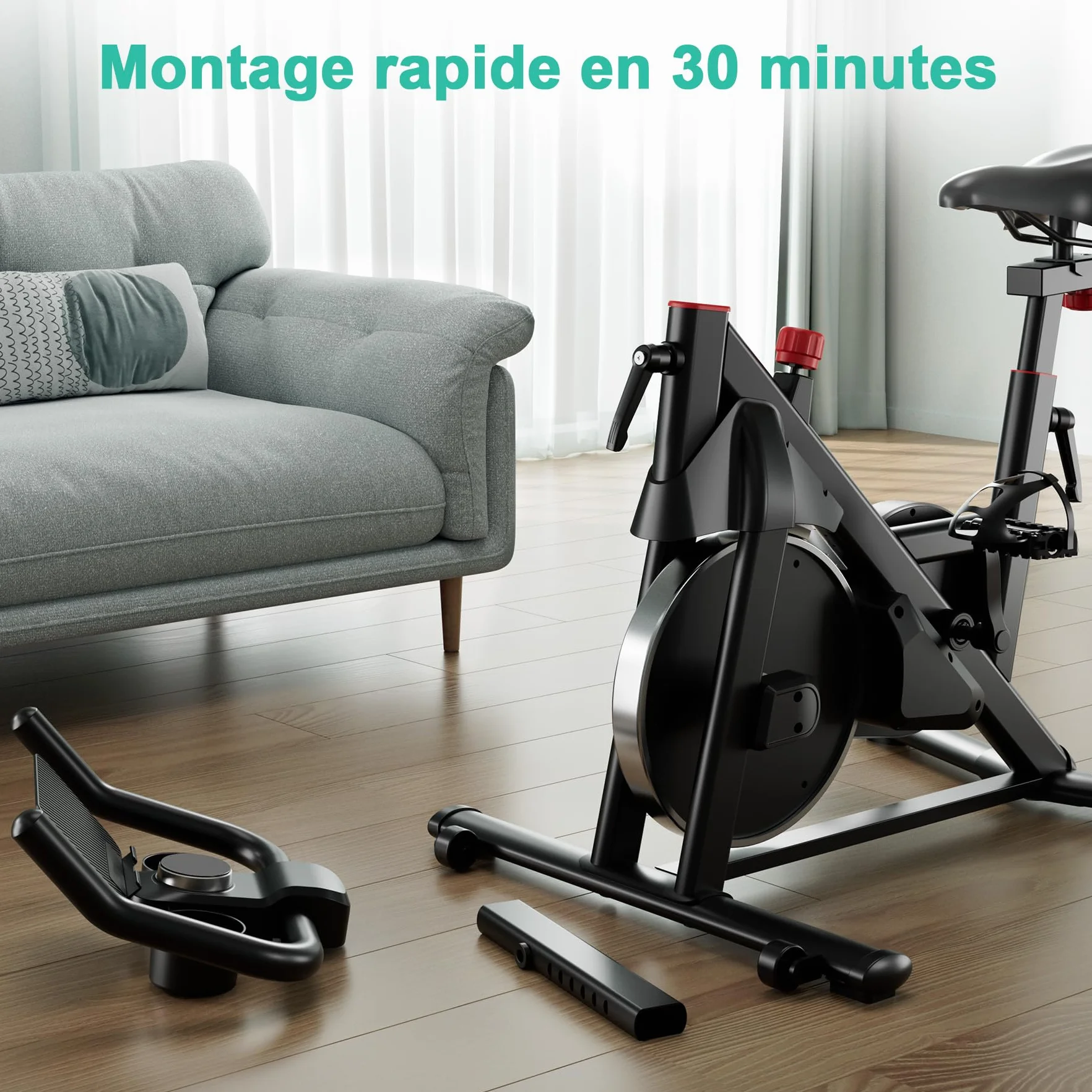 Vélo d'Appartement 32 Niveaux de Résistance avec APP, Charge Maximale 136 kg