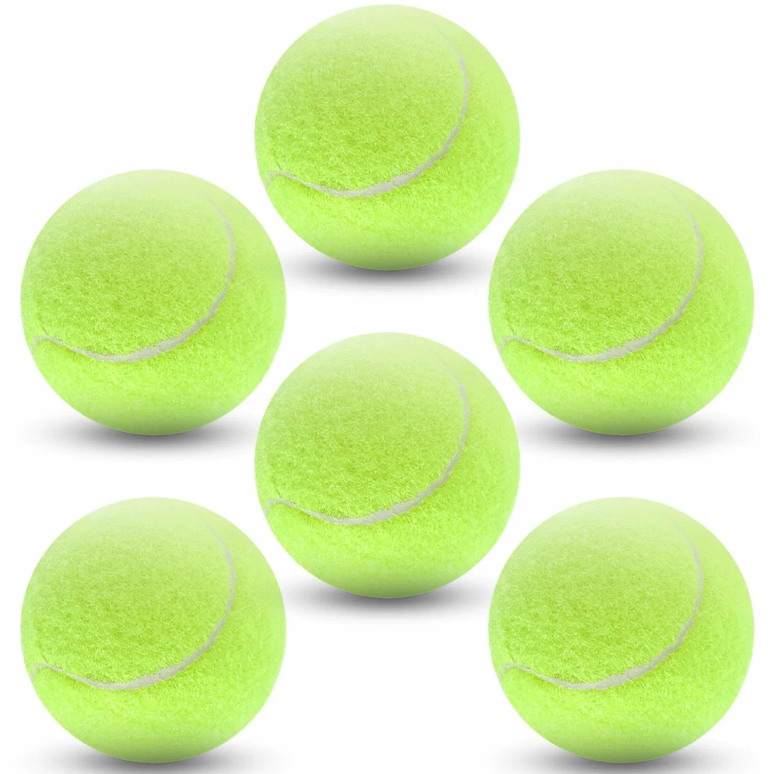 Balles de Tennis Loisirs Haute élasticité Feutre Haute Visibilité Pack de 6