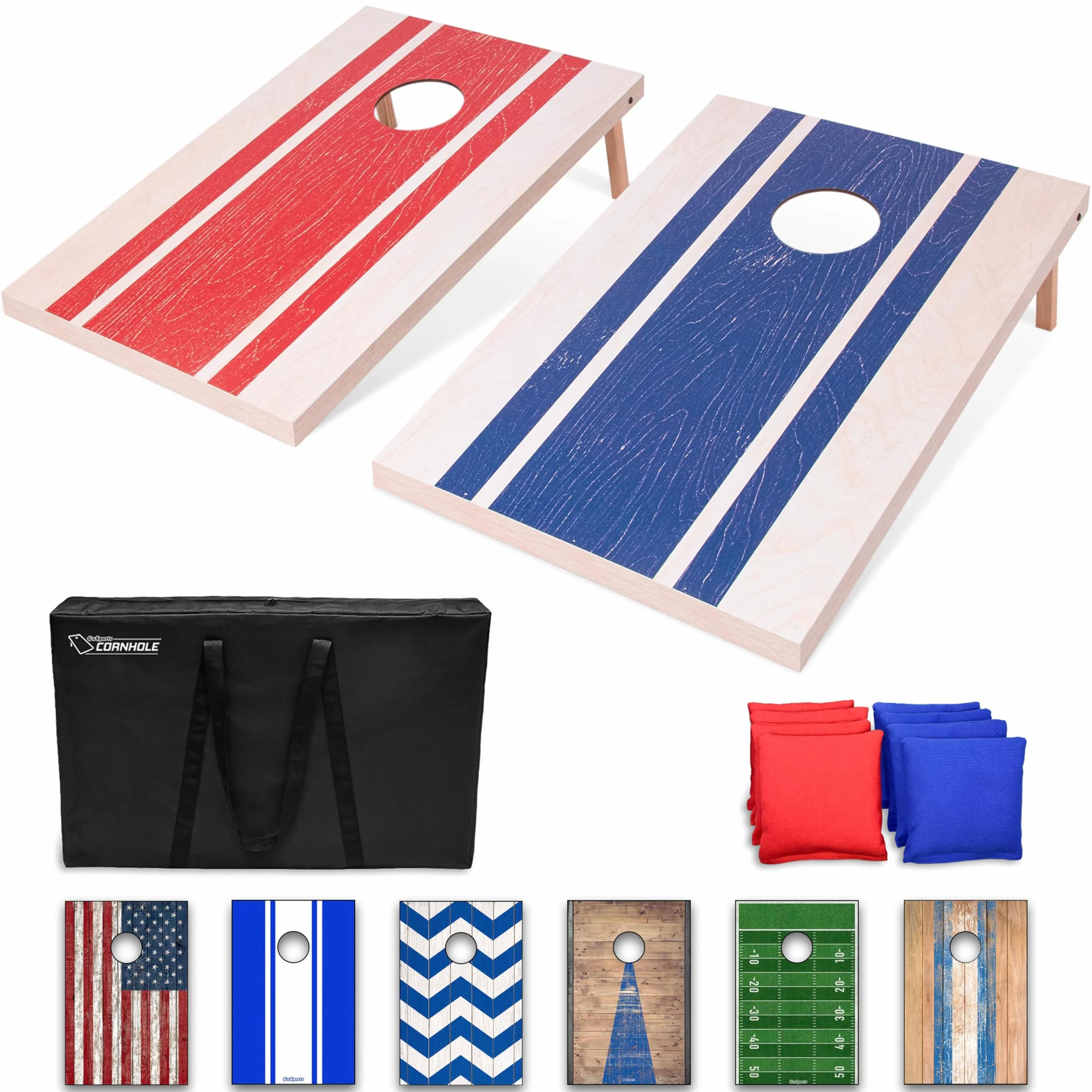 GoSports Ensemble de Cornhole Classique – 8 Poufs, Étui de Voyage, Règles de Jeu