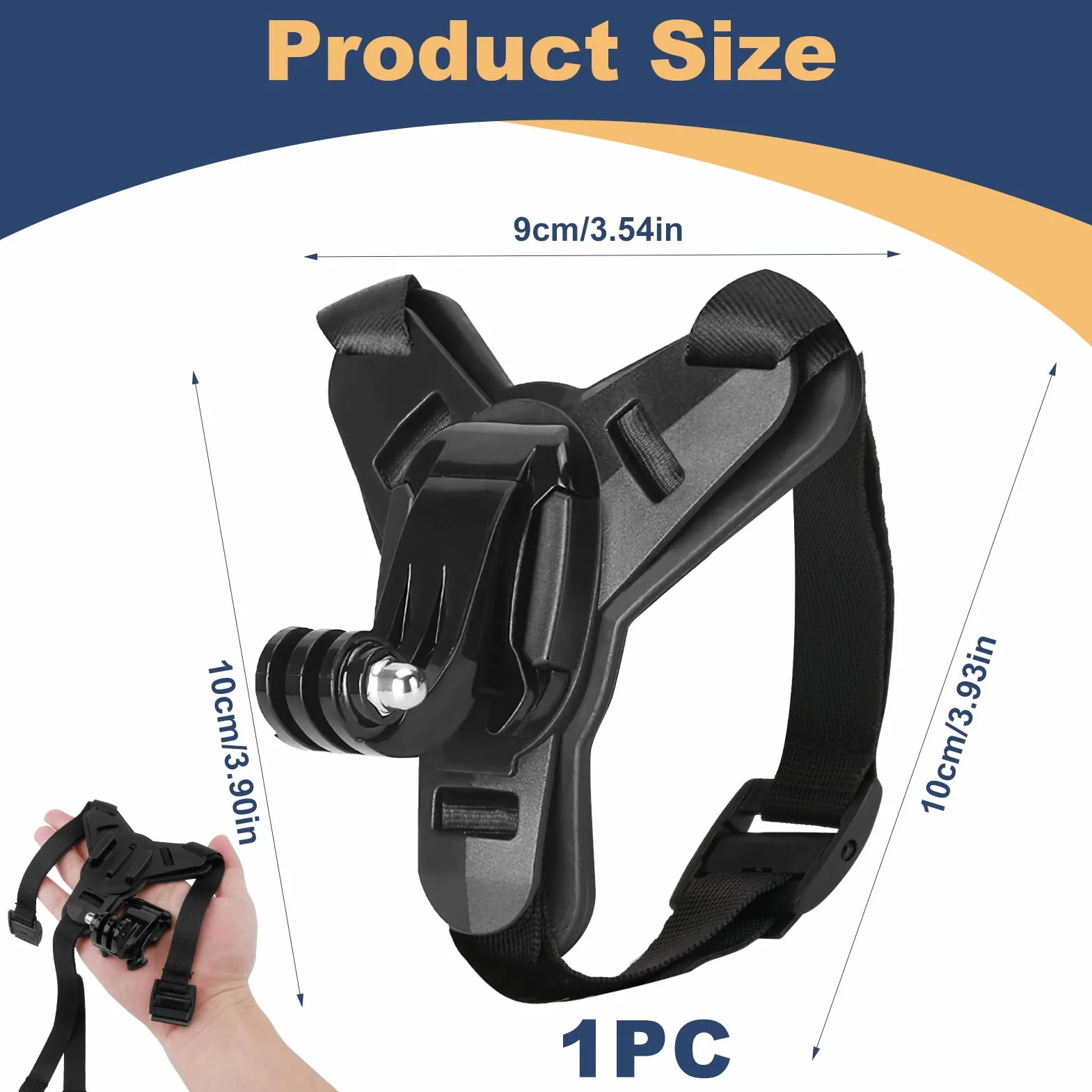 Support de Casque Moto Menton pour GoPro Hero 13 12 11 10 9 8 7 6 5 pour DJI OSMO Action 5 Pro 4/3 Fixation de Menton pour Session avec Crochet en J Sangle Silicone Antidérapant Facile à Installer
