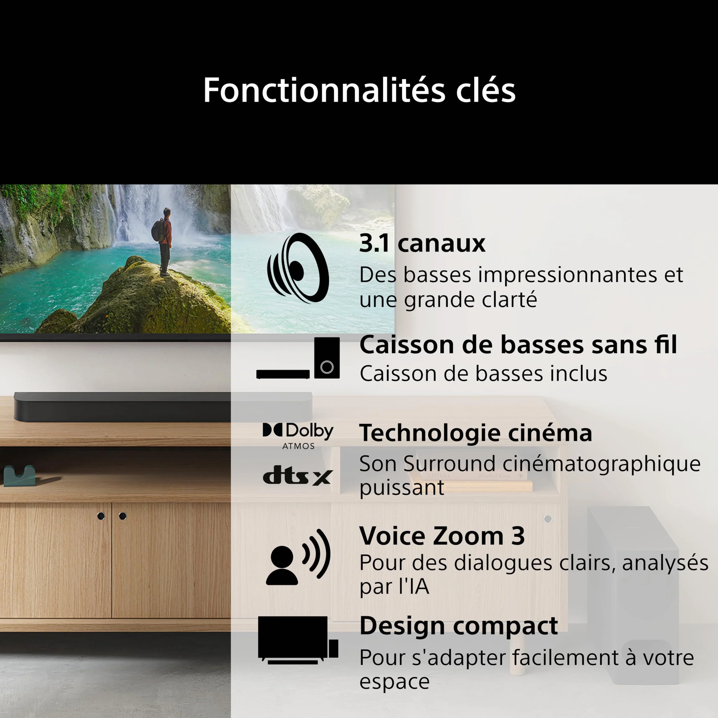 Sony BRAVIA Theatre Bar 5 Barre de Son 3.1 canaux Dolby Atmos DTS:X Bluetooth