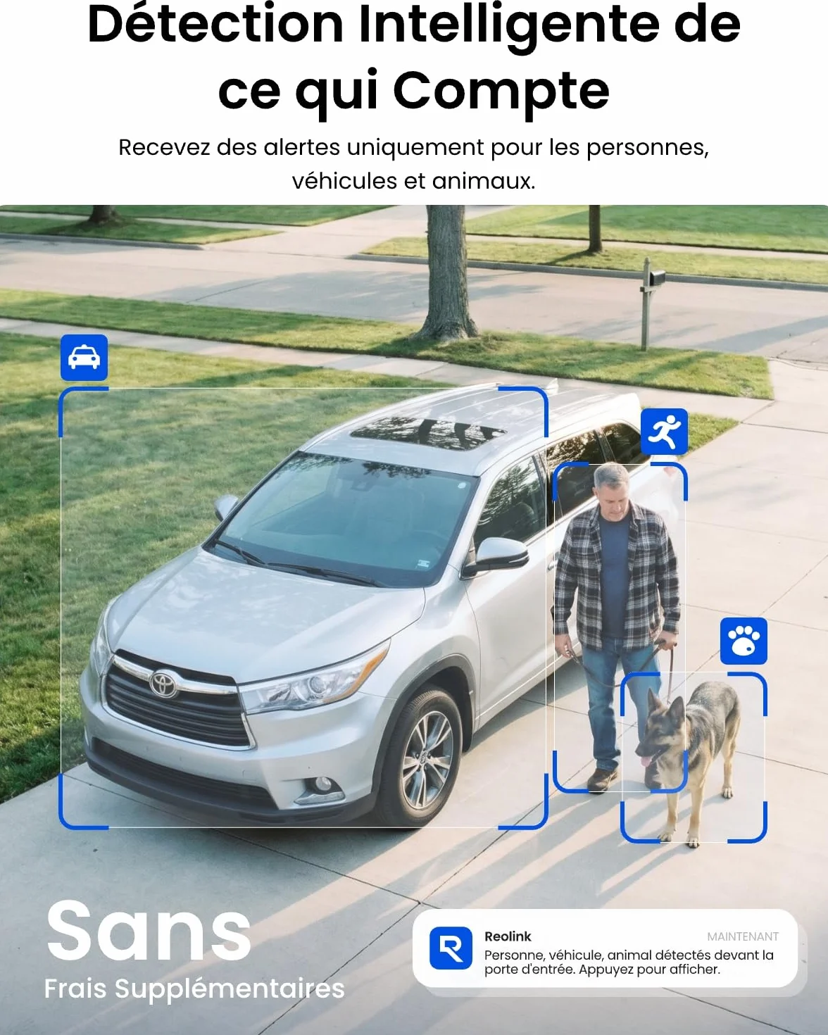 Reolink 5MP Caméra de Surveillance Extérieure WiFi, Caméra IP WiFi 2,4GHz/5GHz, Détection de Personne/Véhicule/Animal, Vision Nocturne Etanche IP67, Fente pour Carte microSD, Time-Lapse, RLC-510WA