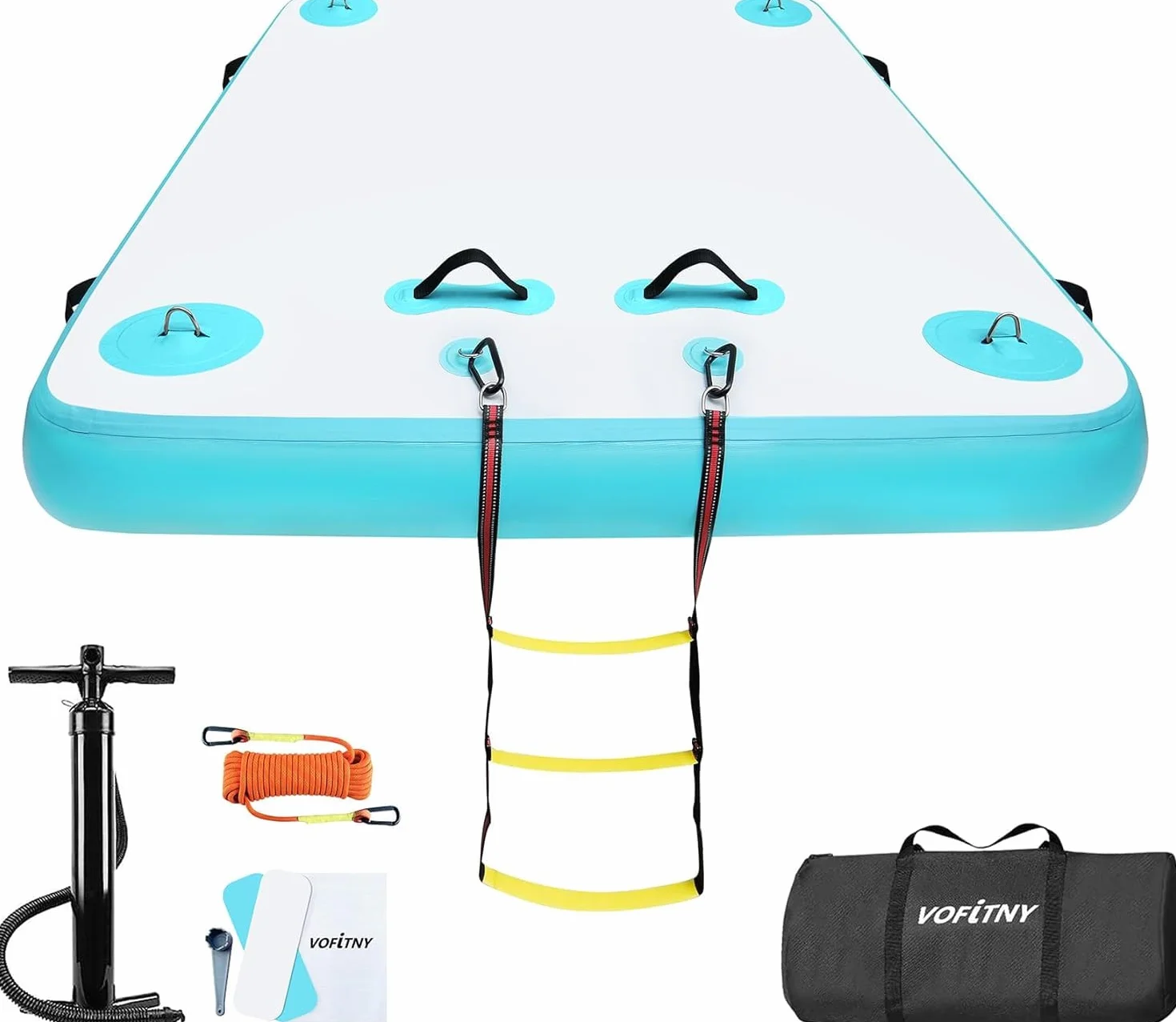 VOFiTNY Inflatable Floating Dock Air Platform Multi-Person Swim Water Mat with Rope Ladder