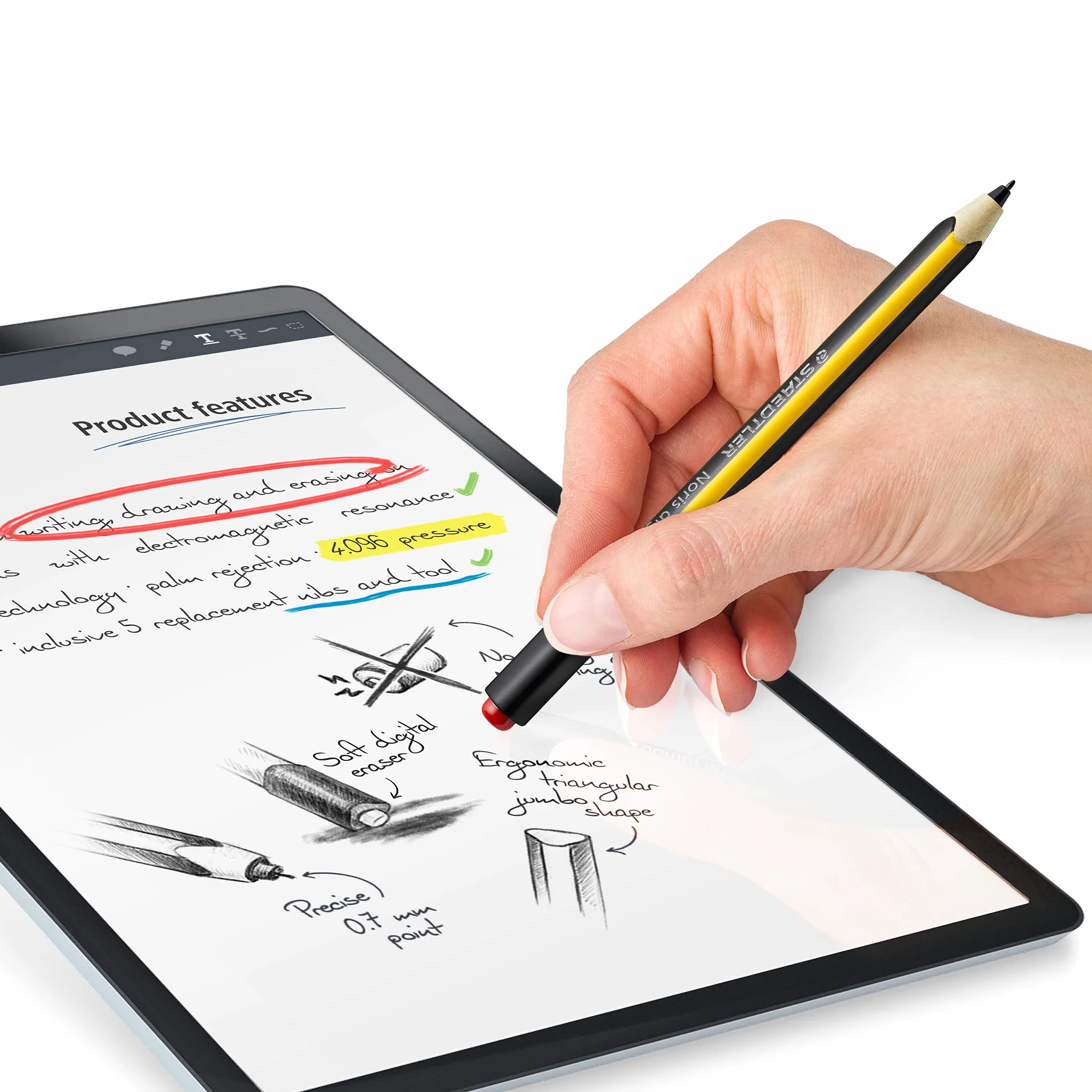 Staedtler Noris digital jumbo 180J 22, EMR Stylus avec gomme numérique souple pour écran EMR