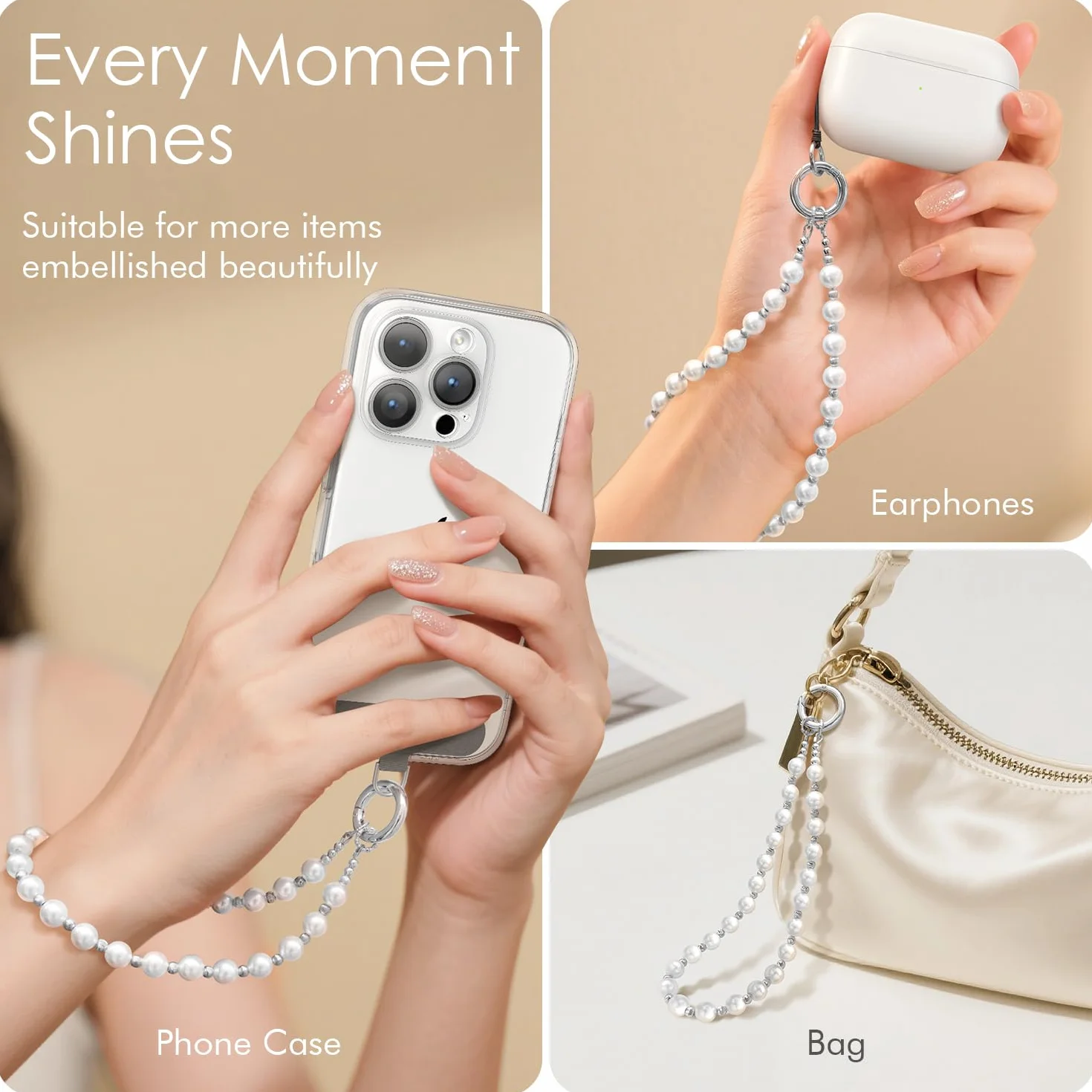 SURPHY Cordon Telephone Portable en Perlée, Bijoux en Perlée pour Femmes Filles