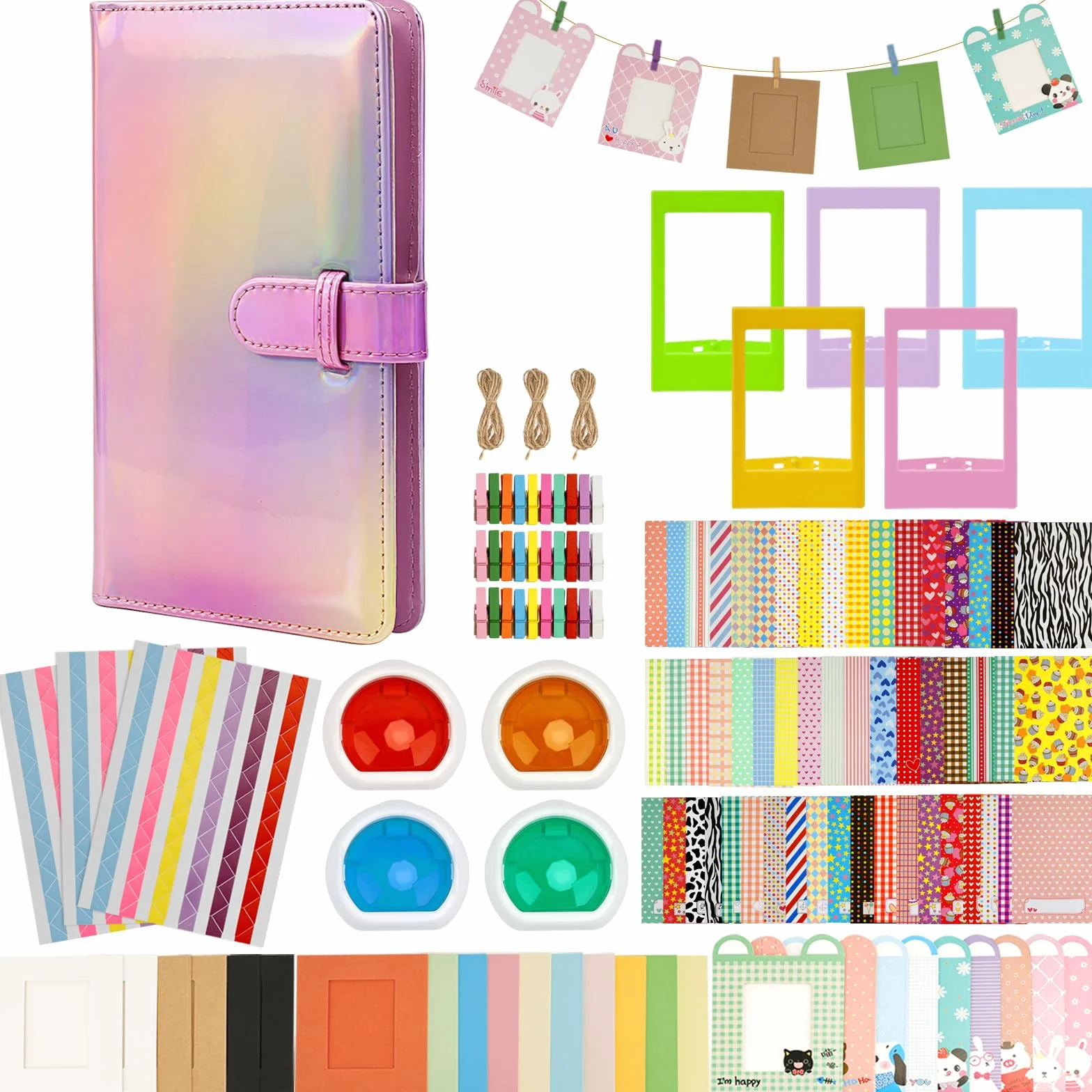 UMILKI 103 Pcs Instantané Caméra Accessoires Compatibles avec Instax Mini Appareil Photo Instantané, Comprendre Album Photo/Filtre/Cadre Mural/Autocollant de Bordure/Cadre Photo Papier Maché