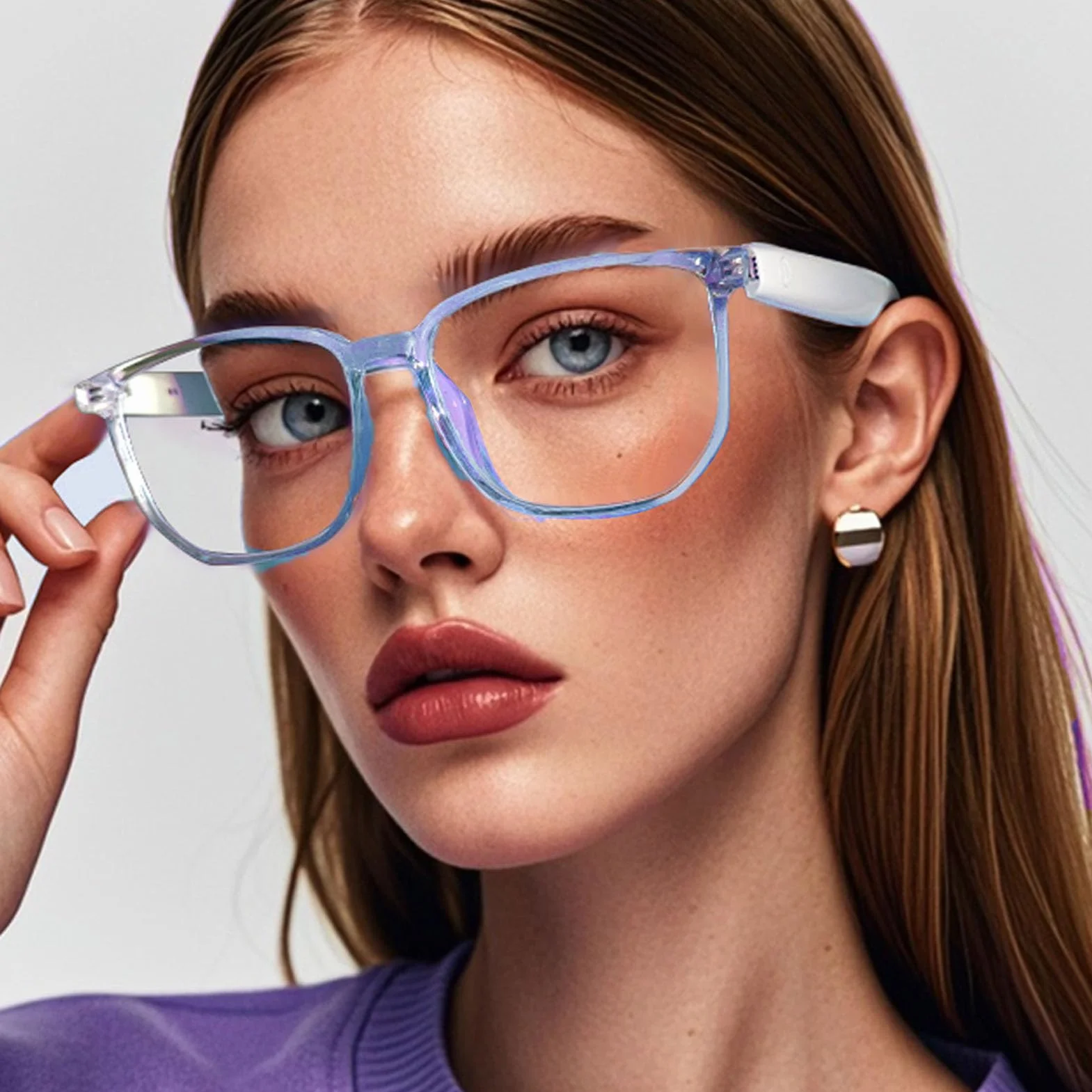 Jectse Lunettes Intelligentes AI avec Caméra, Lunettes D'enregistrement Vidéo HD 1080P, Audio BT, de Caméra de Sport de Plein Air, avec Musique, Appels Mains Libres et (Blue)