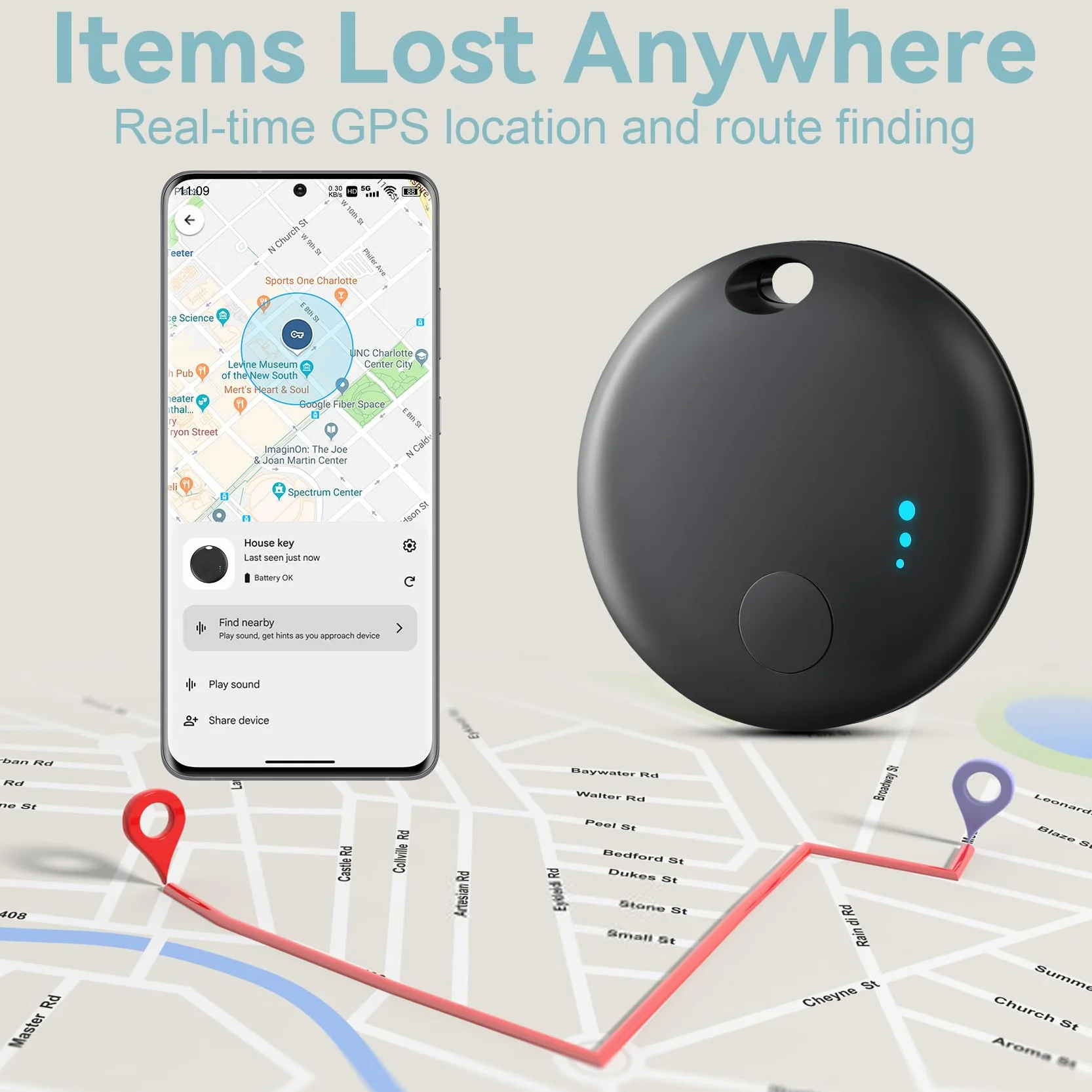 Air Tracker Android, 4 Traceur Localisateur D’Objets Bluetooth, Smart Tracker Tag Fonctionne avec l’app Google Localiser (Uniquement Android), Smart Traceur Tag pour clés, Bagages