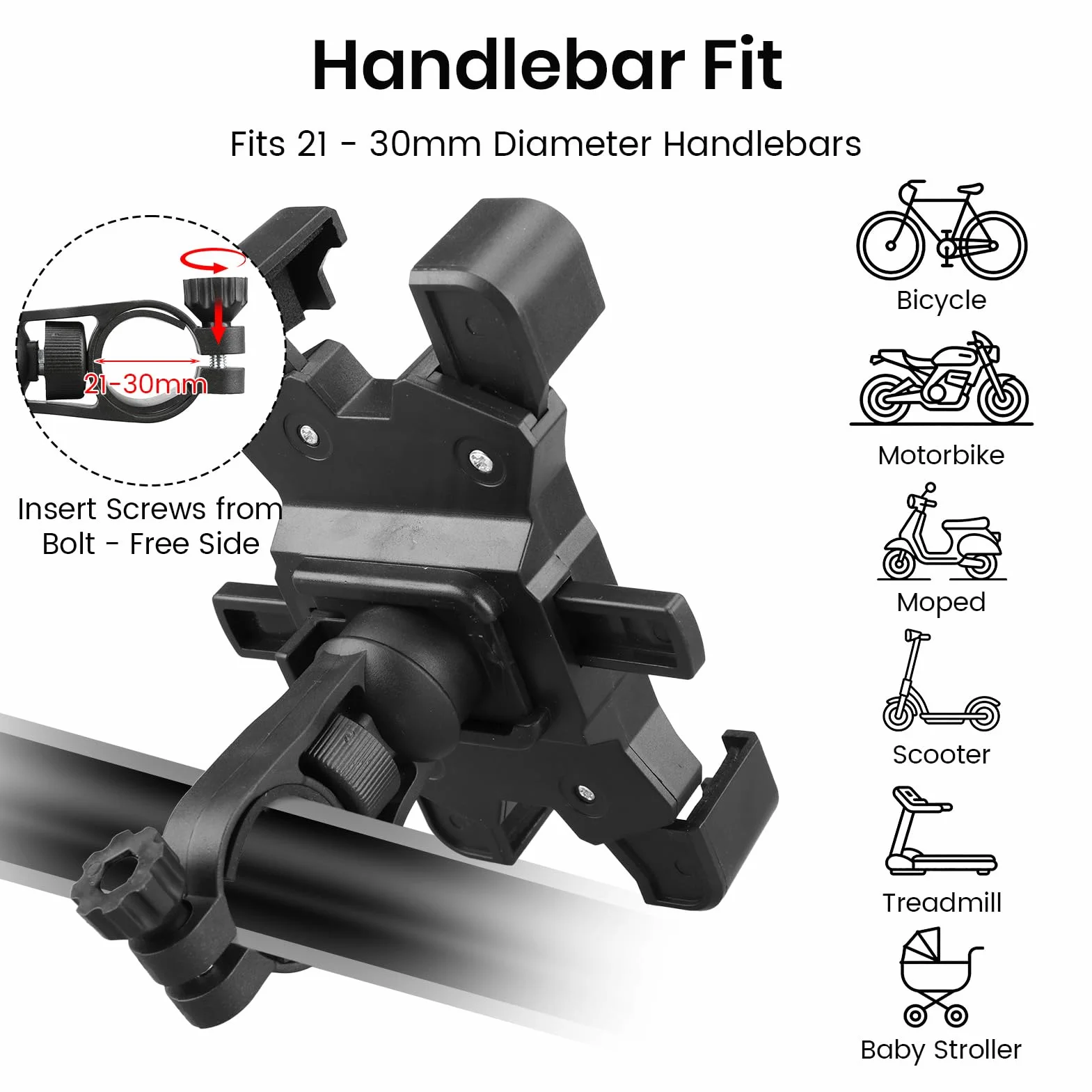 Support Téléphone Vélo Moto, Support Telephone Porte Telephone Velo Guidon Universel pour Trotinette Electrique Scooter VTT avec 360° Rotation pour iPhone 17 16 15 14 13 5,5"-7,9" Smartphones GPS