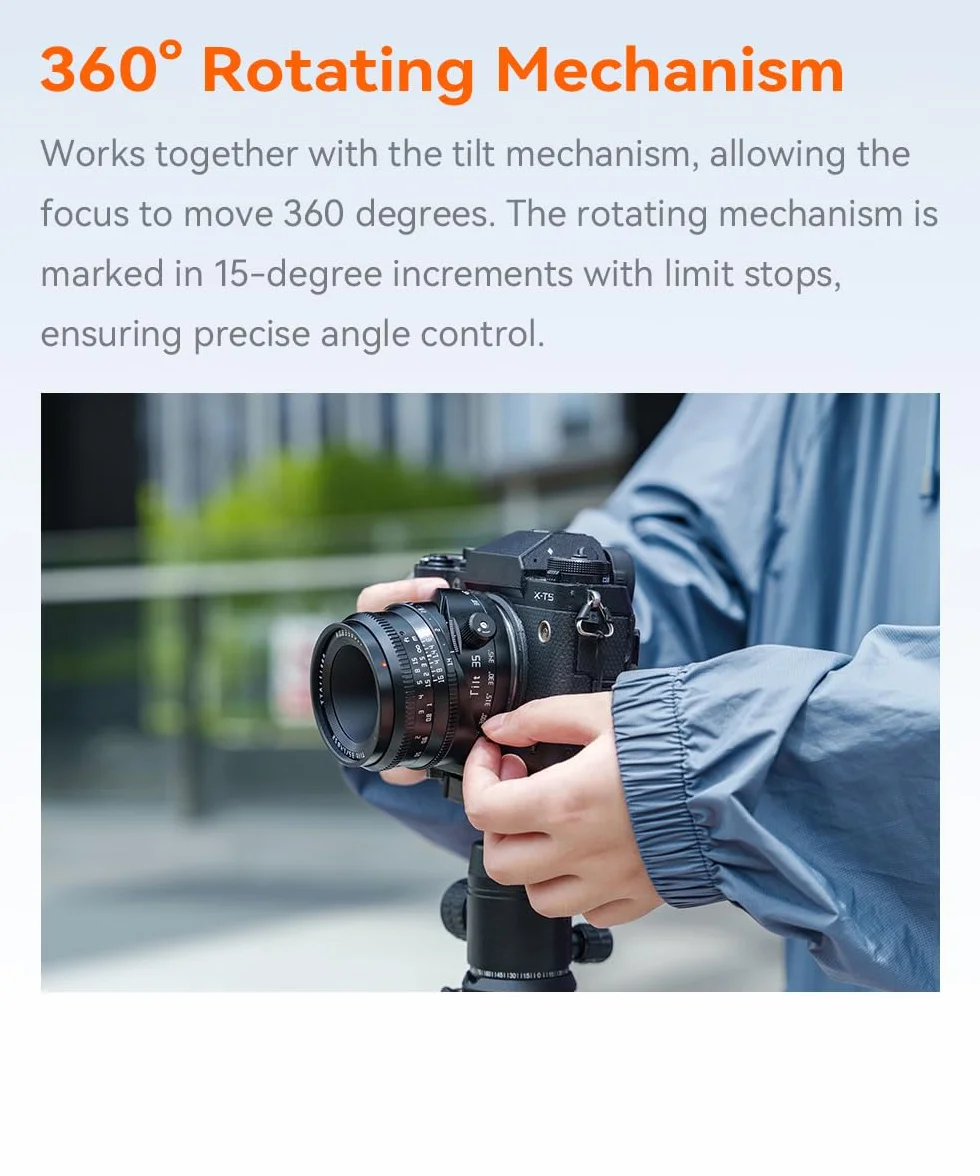 TTartisan Objectif 35 mm F1.4 APS-C Tilt Shift pour Canon RF, grande ouverture et mise au point manuelle, compatible avec les appareils photo Canon RF R7, R10, R50, R100, etc.