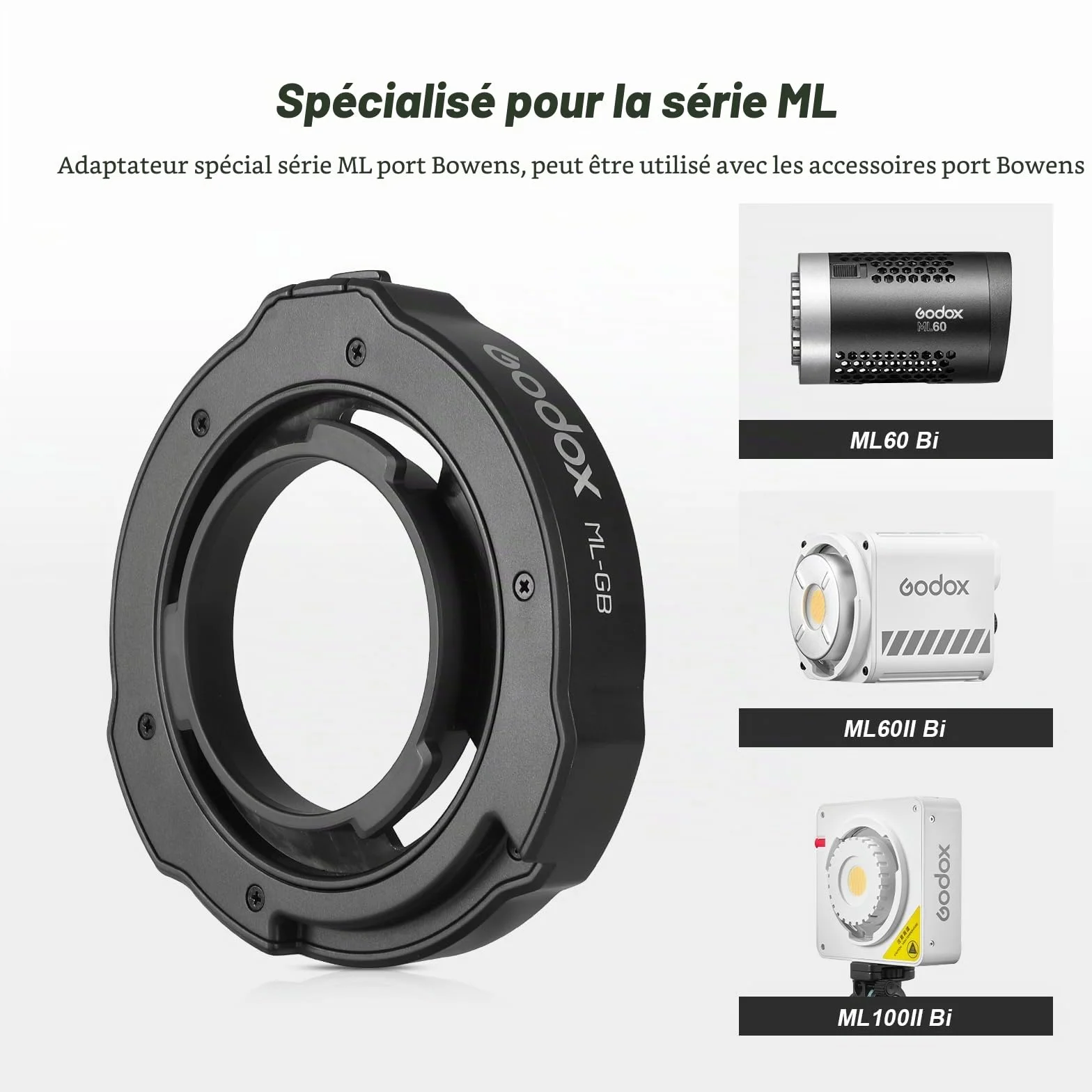Godox ML-GB Godox Mount to Bowens Mount Adapters pour Godox ML100Bi,ML60IIBi, ML30, ML30Bi, ML60, ML60Bi, Lighting Accessories