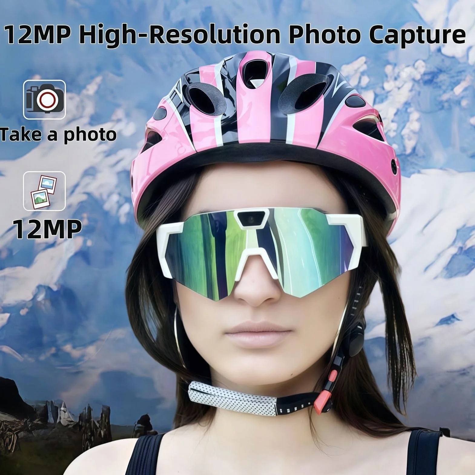 Lunettes avec Caméra 4K | Lunettes De Sport HD-POV avec Caméra Intégrée | Lunettess de Soleil Vidéo avec Caméras, Audio Et Vidéo, pour Le Cyclisme, Course À Pied, Ski Et Les Vlogueurs