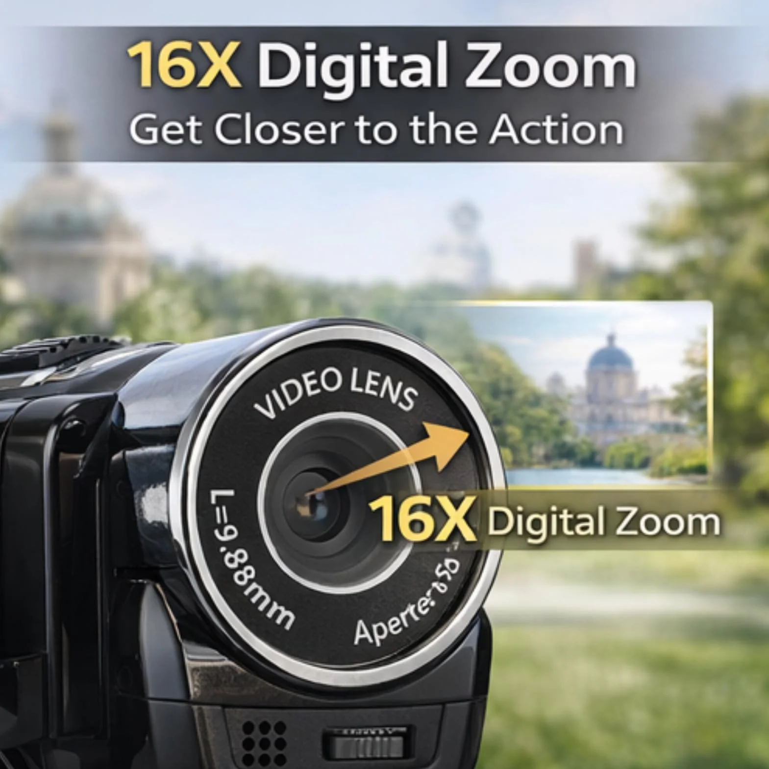 Greensen Caméscope de Caméra Vidéo Numérique 4K 48MP, Enregistreur Vidéo de Caméra à Zoom Numérique 16X Caméra Vidéo à écran Rotatif de 2,7 Pouces à 270 ° pour Les Débutants et Les