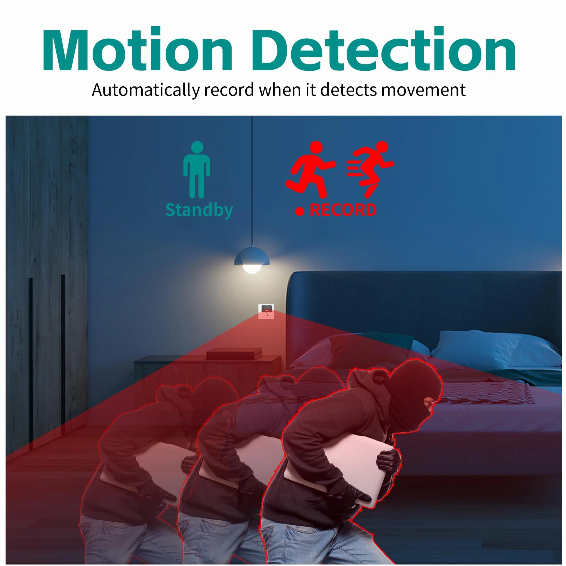 DUVIX Caméra Espion Cachée Chargeur USB 64GB 1080P HD, Caméra de Surveillance avec Détection de Mouvement et Vision Nocturne, Mini Caméra Sécurité Portable Maison Bureau