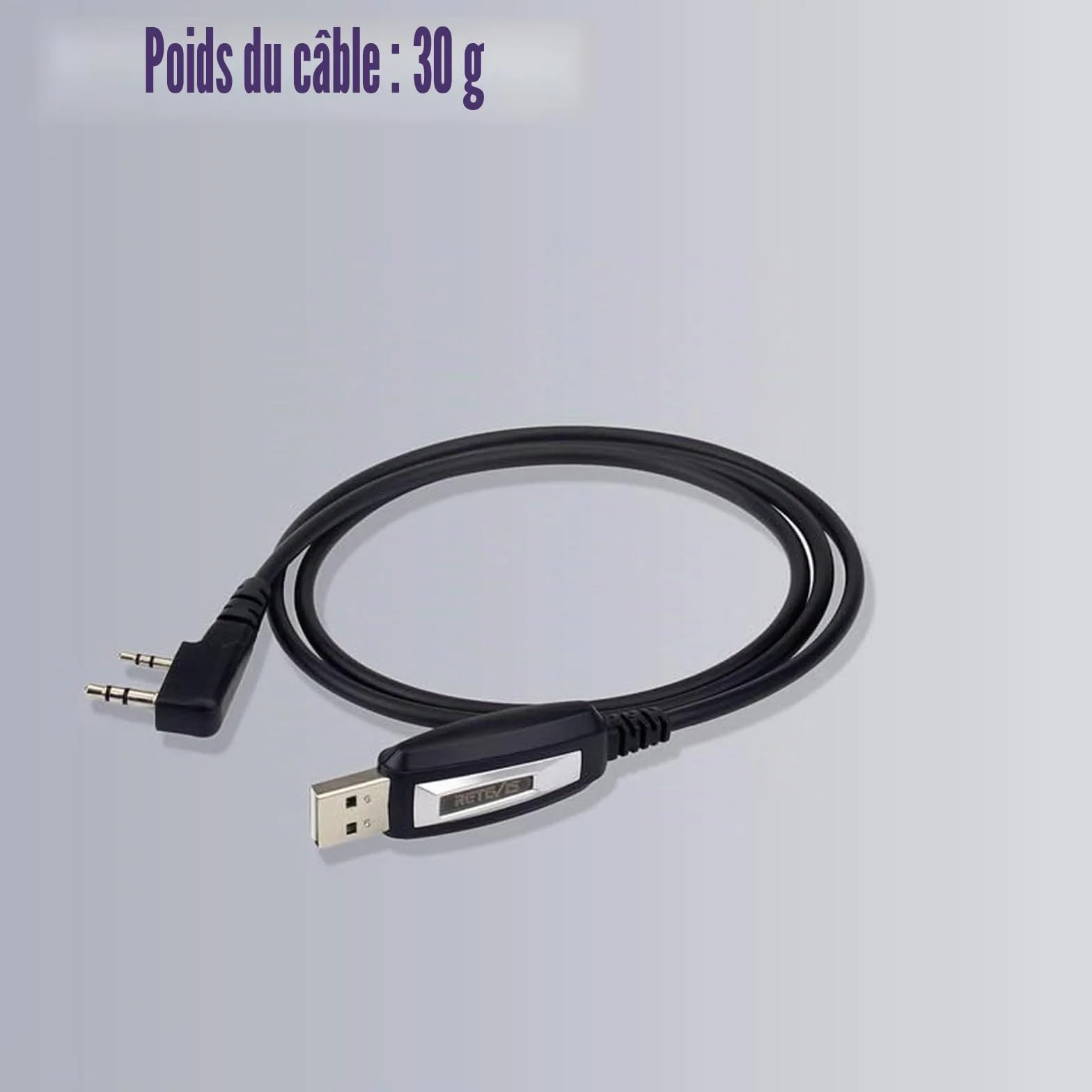 Retevis Câble Programmation pour Talkie Walkie Programmateur USB compatible avec Baofeng UV-5R BF-888S Radtel Quansheng UV-K5, RT24 RT27 RA79 H777H RT668 RT5R Win10/Win11 (1 pièce)