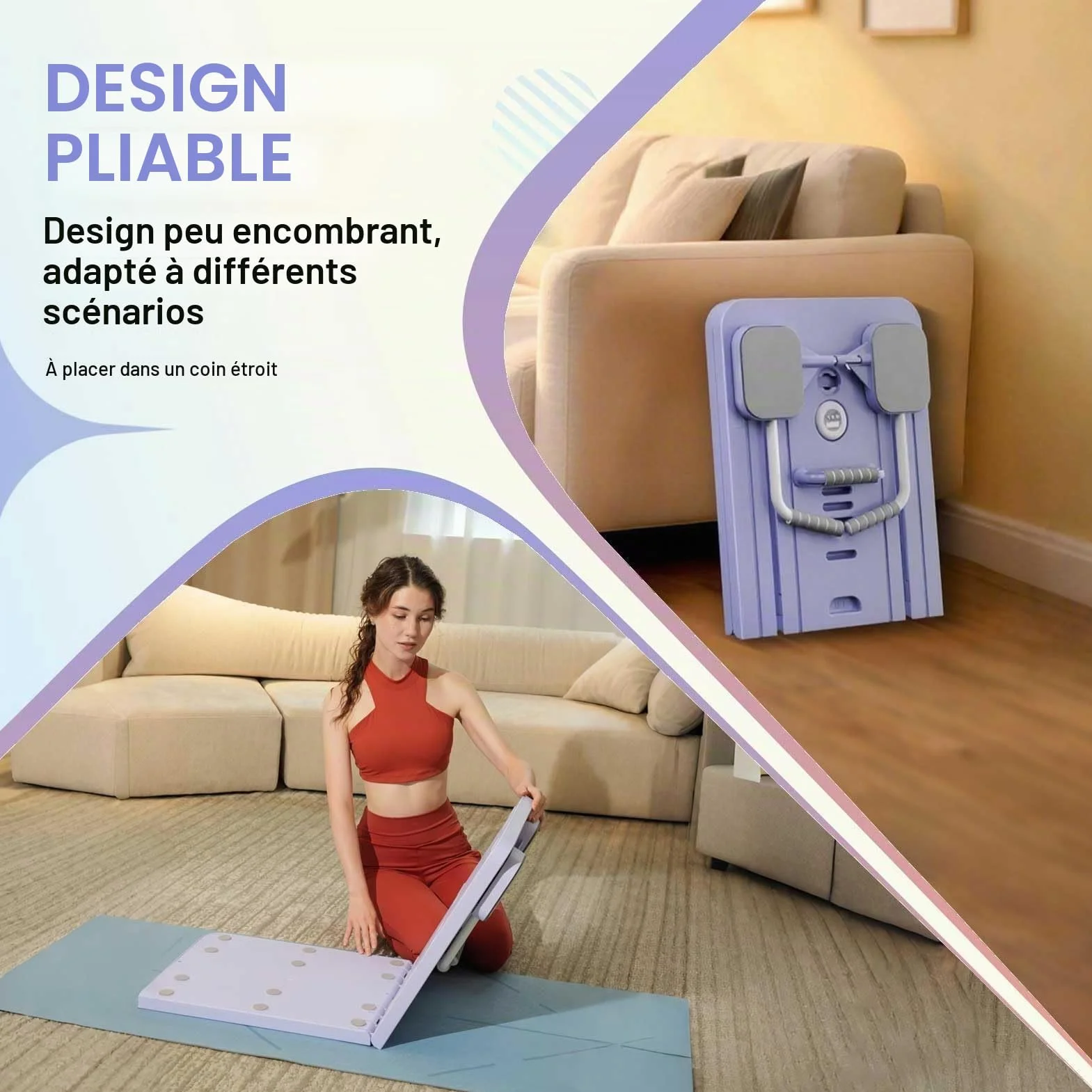 Kit Mini Reformer Pilates avec Barre et Bandes de Résistance, Planche Multifonctionnelle pour Maison