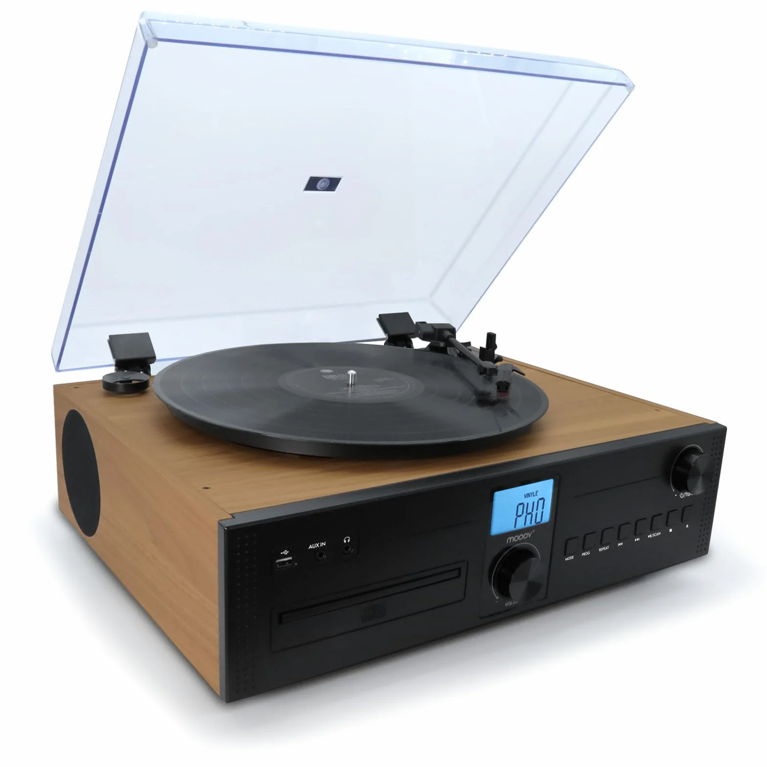 Mooov Micro-chaîne HiFi Radio CD Platine Vinyle 33 45 78 Tours Bluetooth