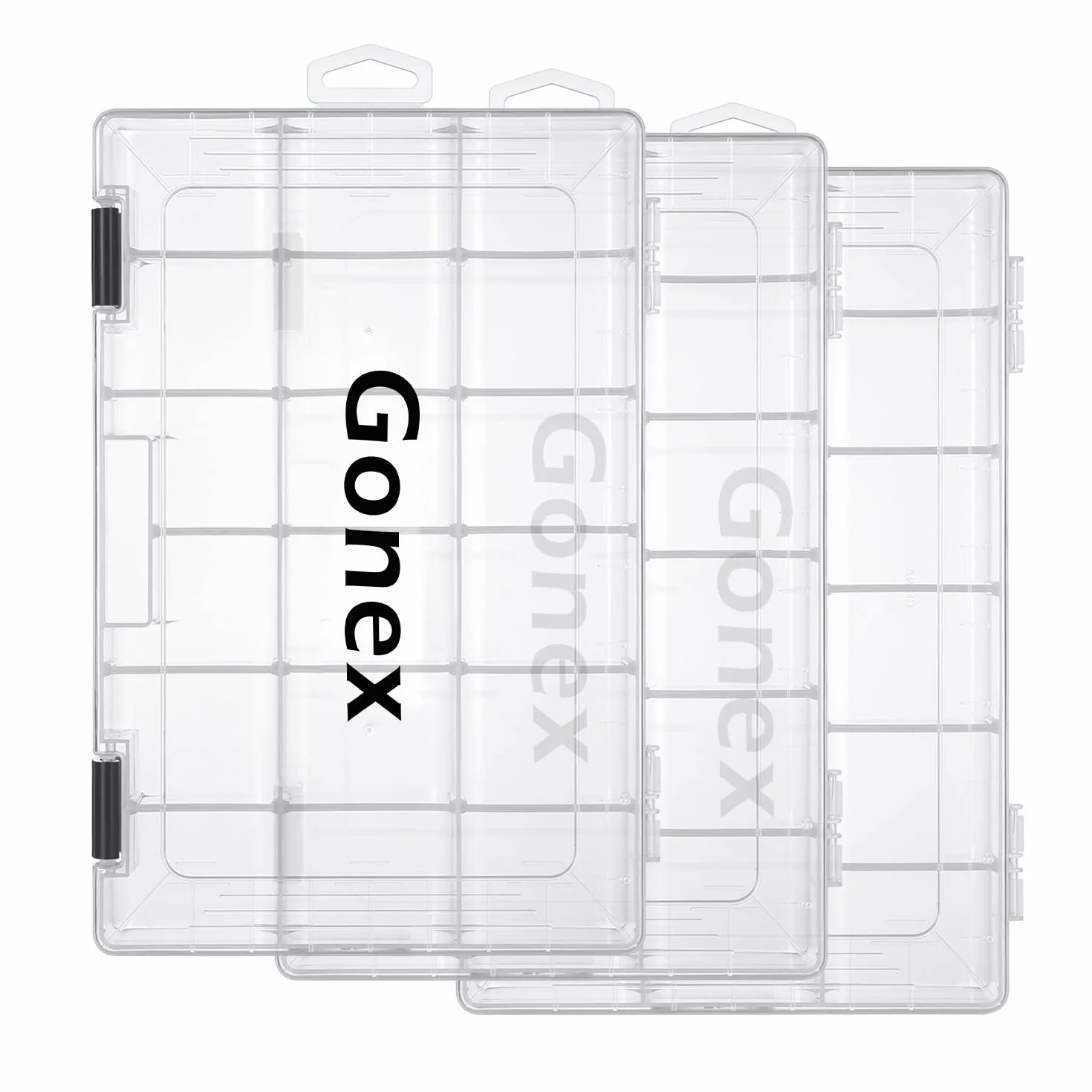 Gonex boîtes à appâts de pêche en plastique transparent avec séparateurs réglables