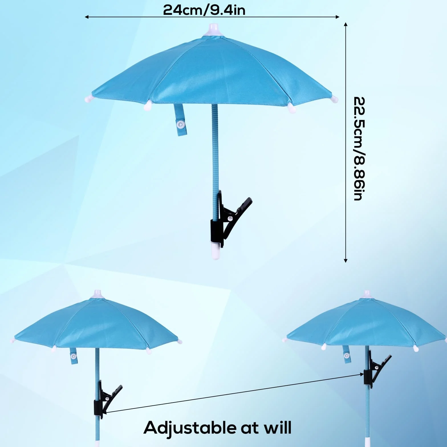 BOXOB Pince Parapluie de Téléphone, Pare-Soleil pour Téléphone Portable Réglable Mini-Couverture Pare-Soleil pour Protéger L'Écran de Votre Mobile Portable du Soleil Pluie (Bleu)