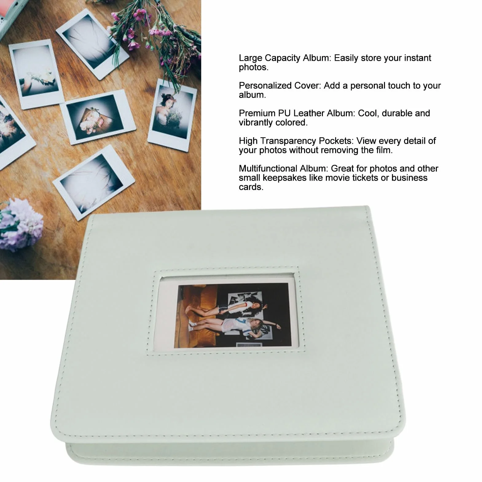 288 Album Photo pour Mini Appareil Photo, Couverture en Cuir, Livre Photo 2x3 pour Mini Film Instantané (GREEN)