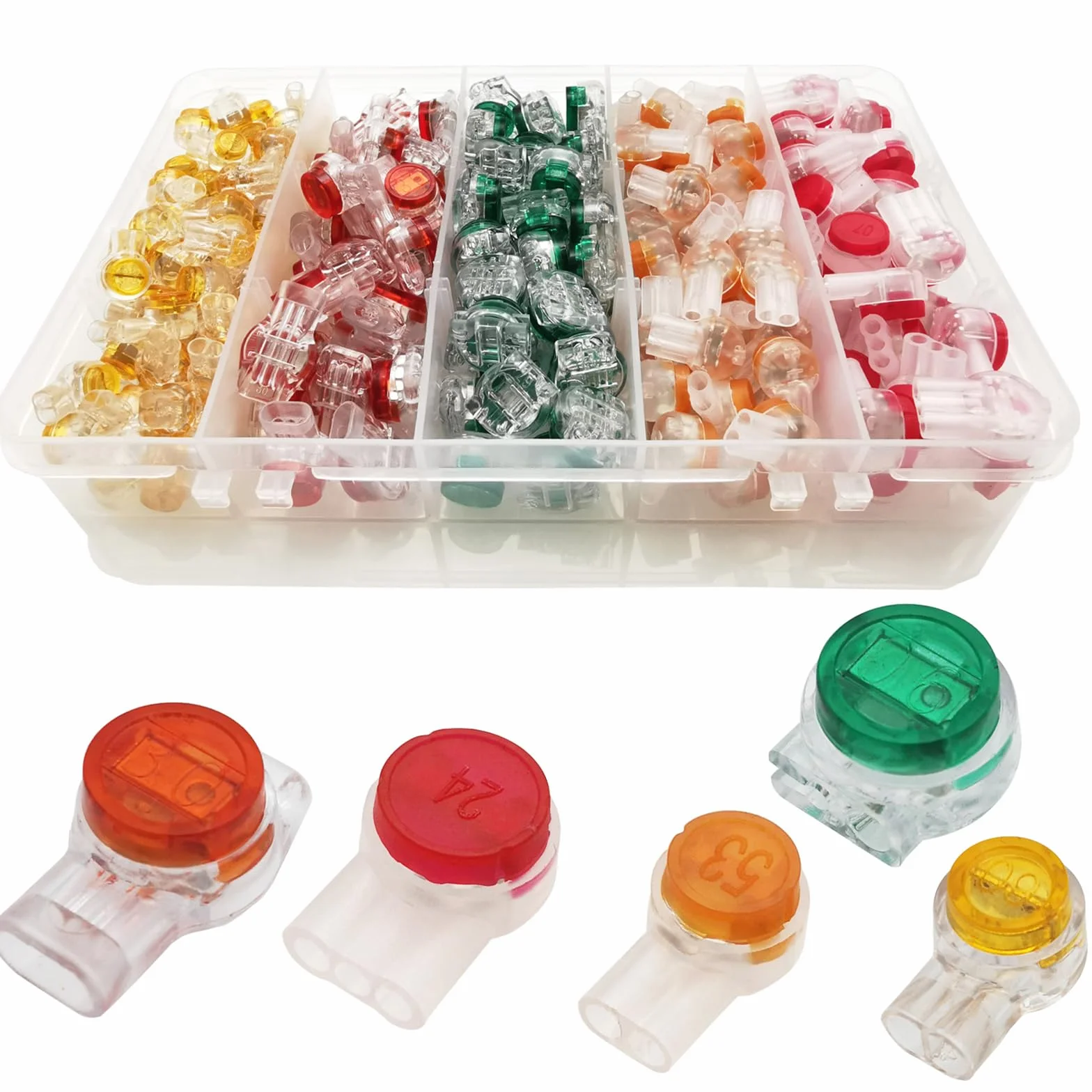 CTRICALVER Connecteur de ligne téléphonique 220, Kit de connecteur de ligne téléphonique UY/UY2/UR/UR2/UG, connecteur à sertir gelée, adapté aux lignes téléphoniques, bouton-pression transparent