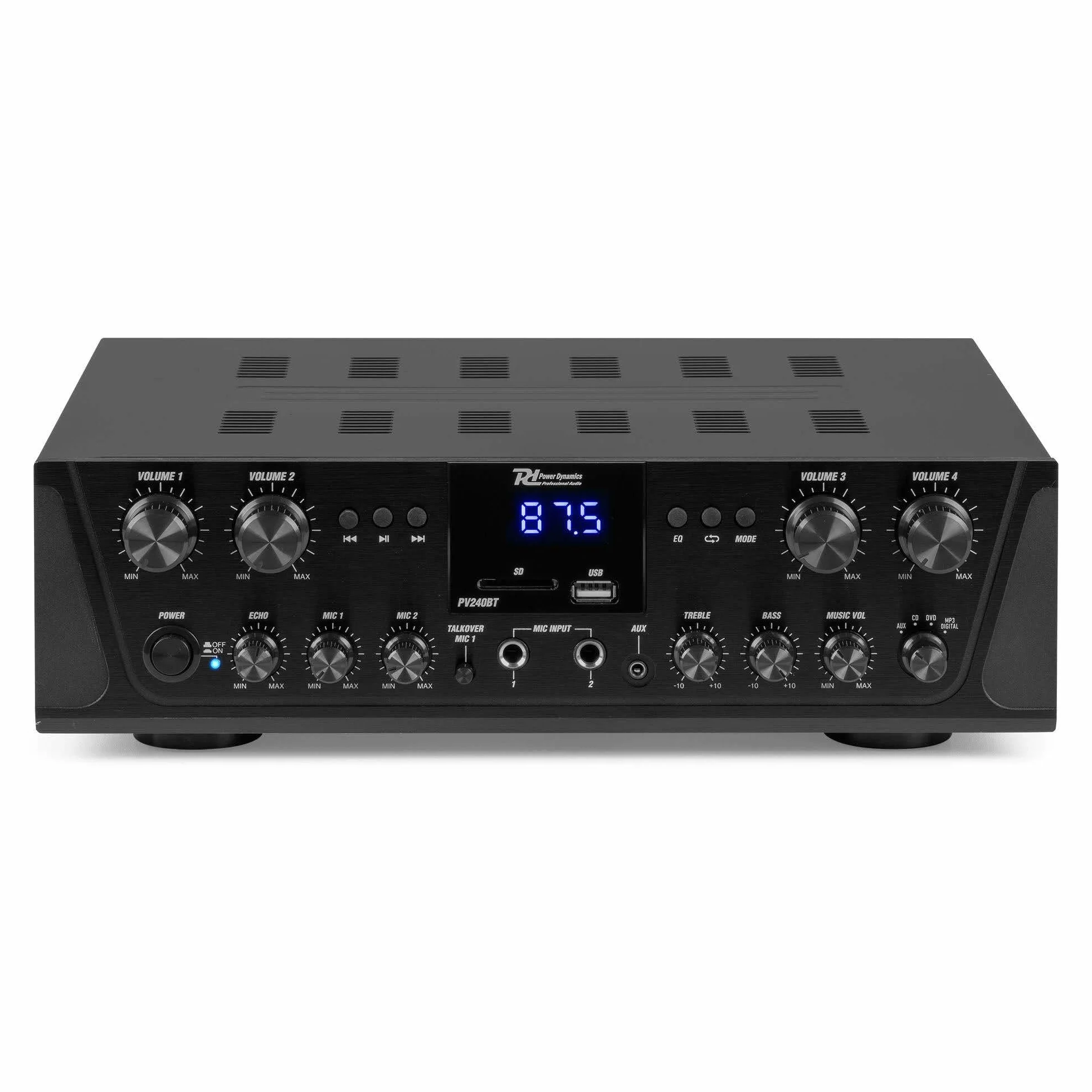 Power Dynamics PV240BT Système Audio 4 Zones 400W Amplificateur Bluetooth 8 Enceintes BGO30 Noires
