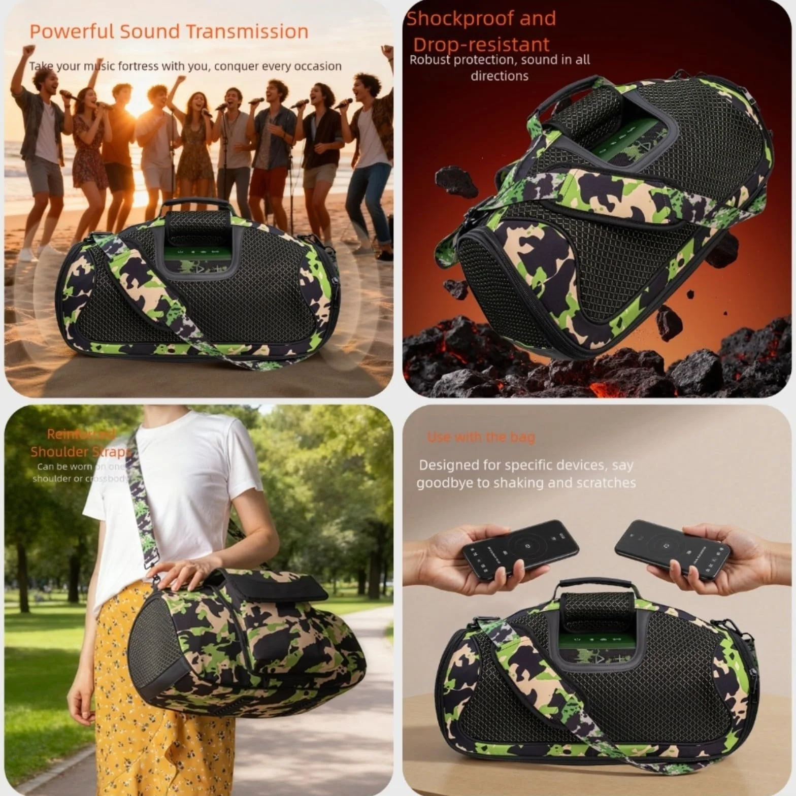 Étui de protection pour JBL pour Boombox 4 en EVA avec design spacieux et compartiment pour accessoires, résistant aux chocs et à l'eau, pour l'extérieur et les voyages, noir