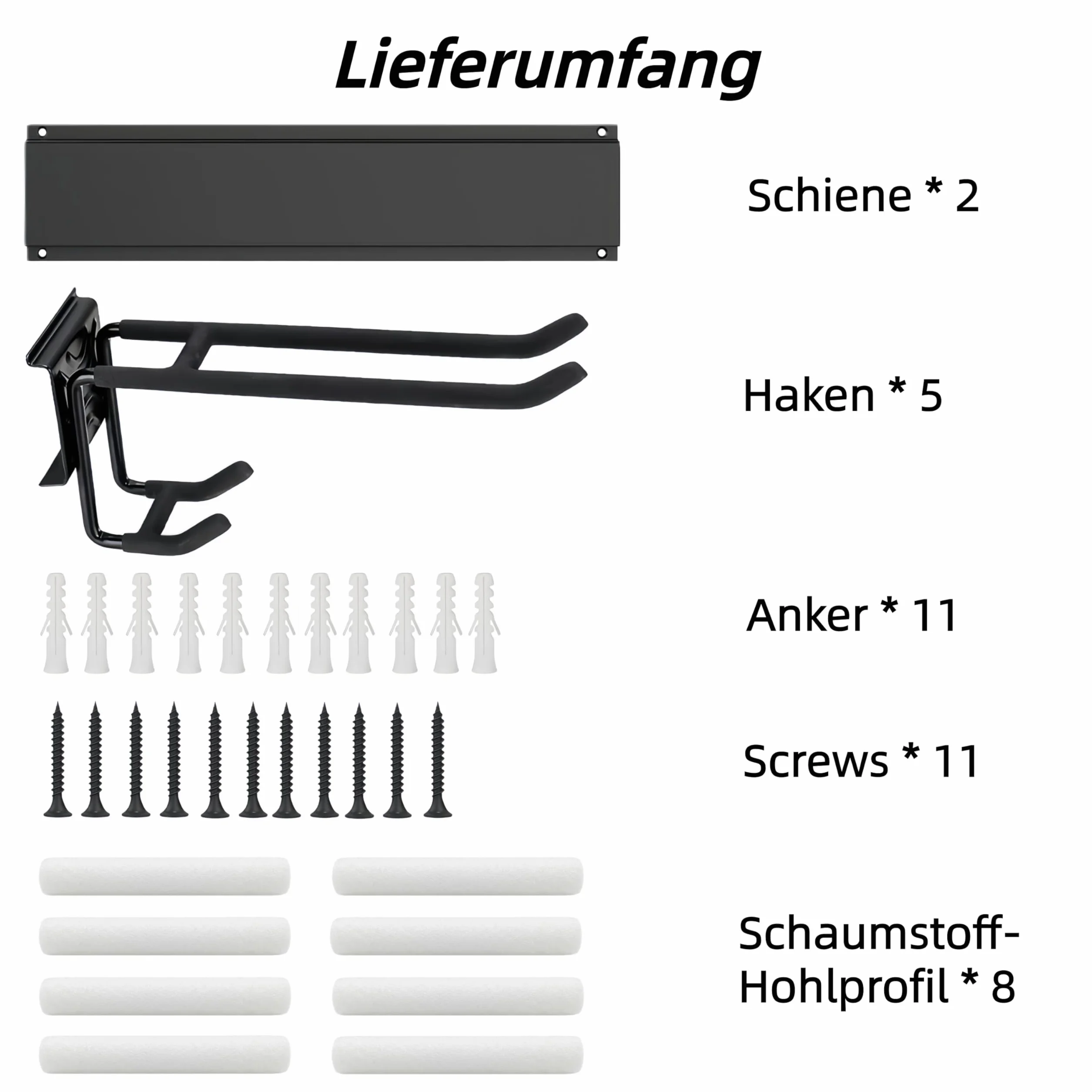 Kit de Support de Rangement à Skis pour 10 Paires Snowboards, 5 Crochets, Support Mural, Jusqu'à 300 LBS