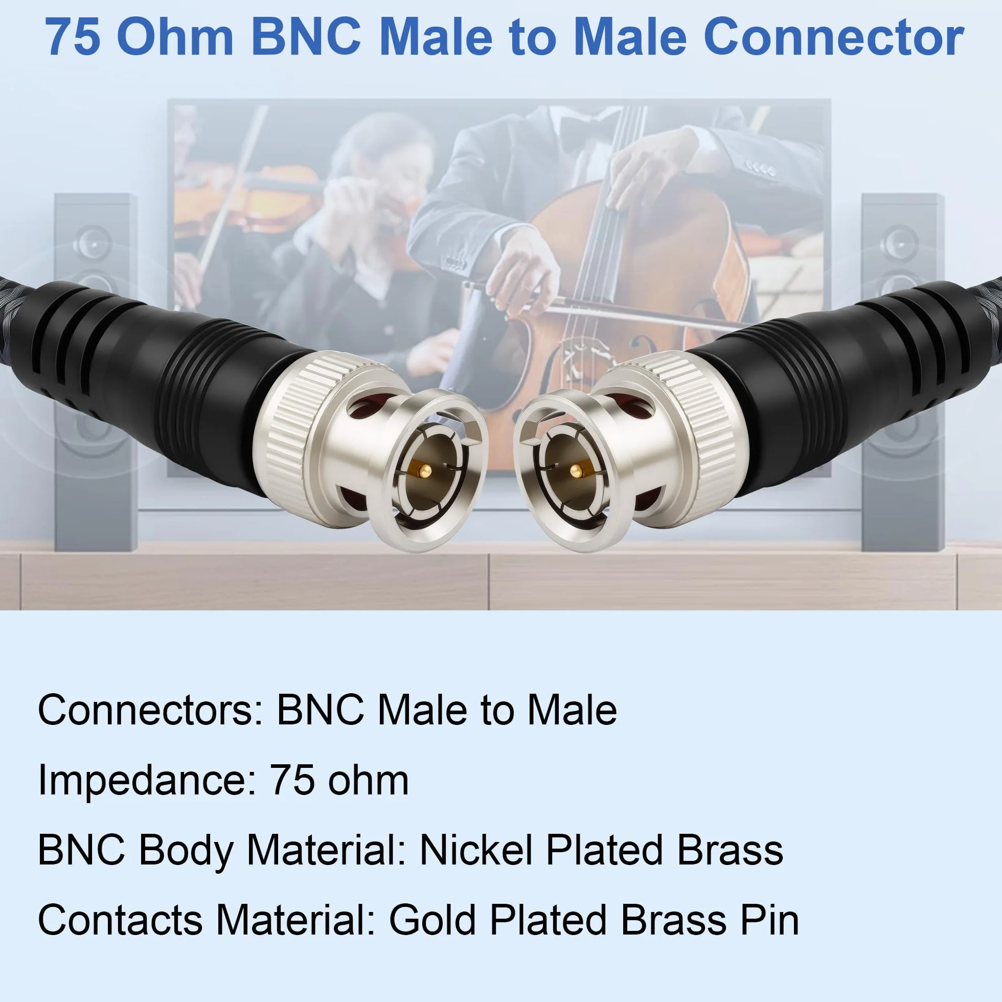 Câble Coaxial BNC Mâle 75ohm RG-6/U 20M, Cordon Vidéo à Faible Perte de Blindage à Faible Perte pour l'analyseur d'antenne, radio CB, caméra de vidéosurveillance de sécurité, DVR