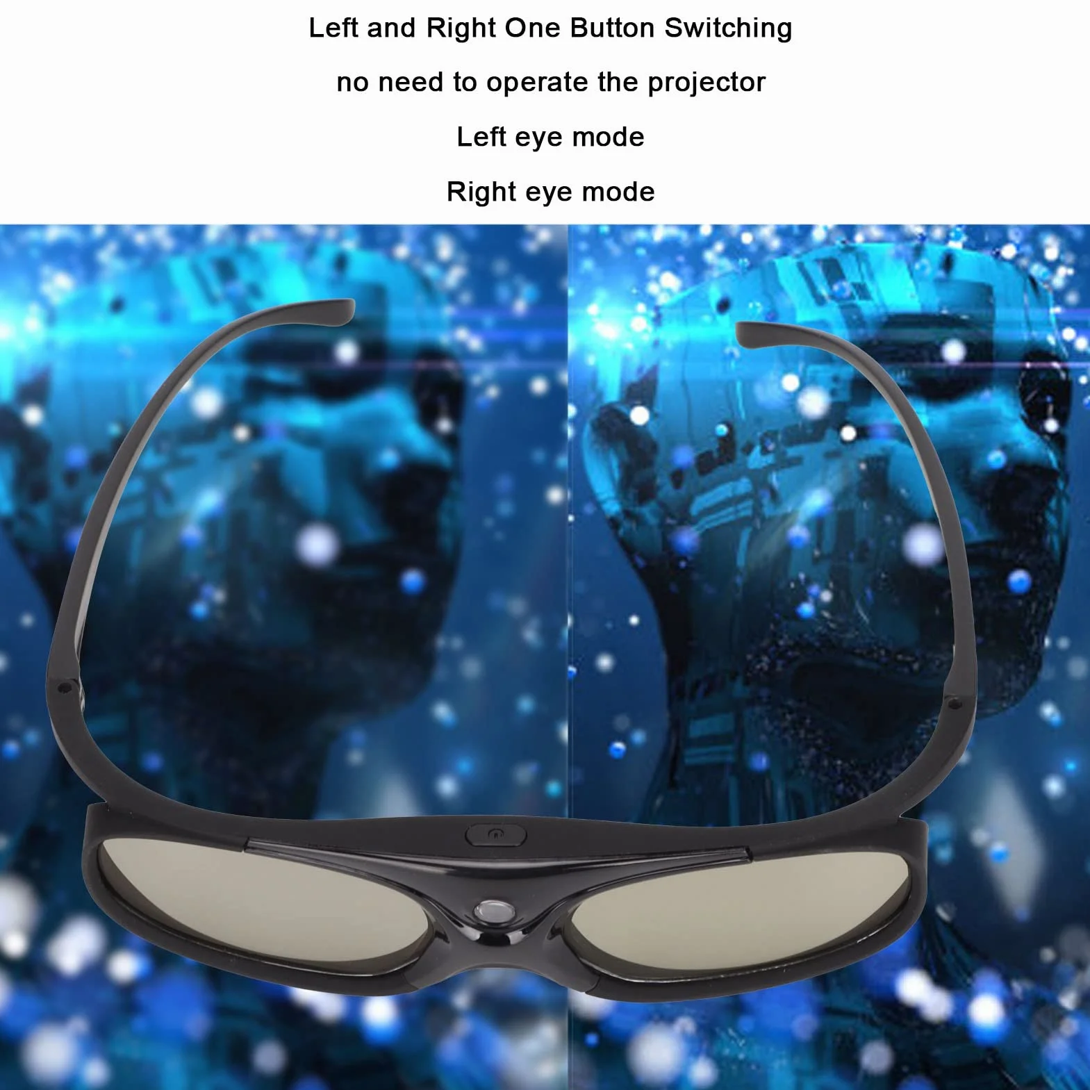 Lunettes 3D pour Orojecteurs 3D DLP, Lot de 2 Lunettes à Obturateur Actif 144 Hz, Batterie 80 MA Intégrée, Prise en Charge pour Optoma, pour BenQ, pour Acer, pour Vivitek, pour Dell, pour Viewsonic