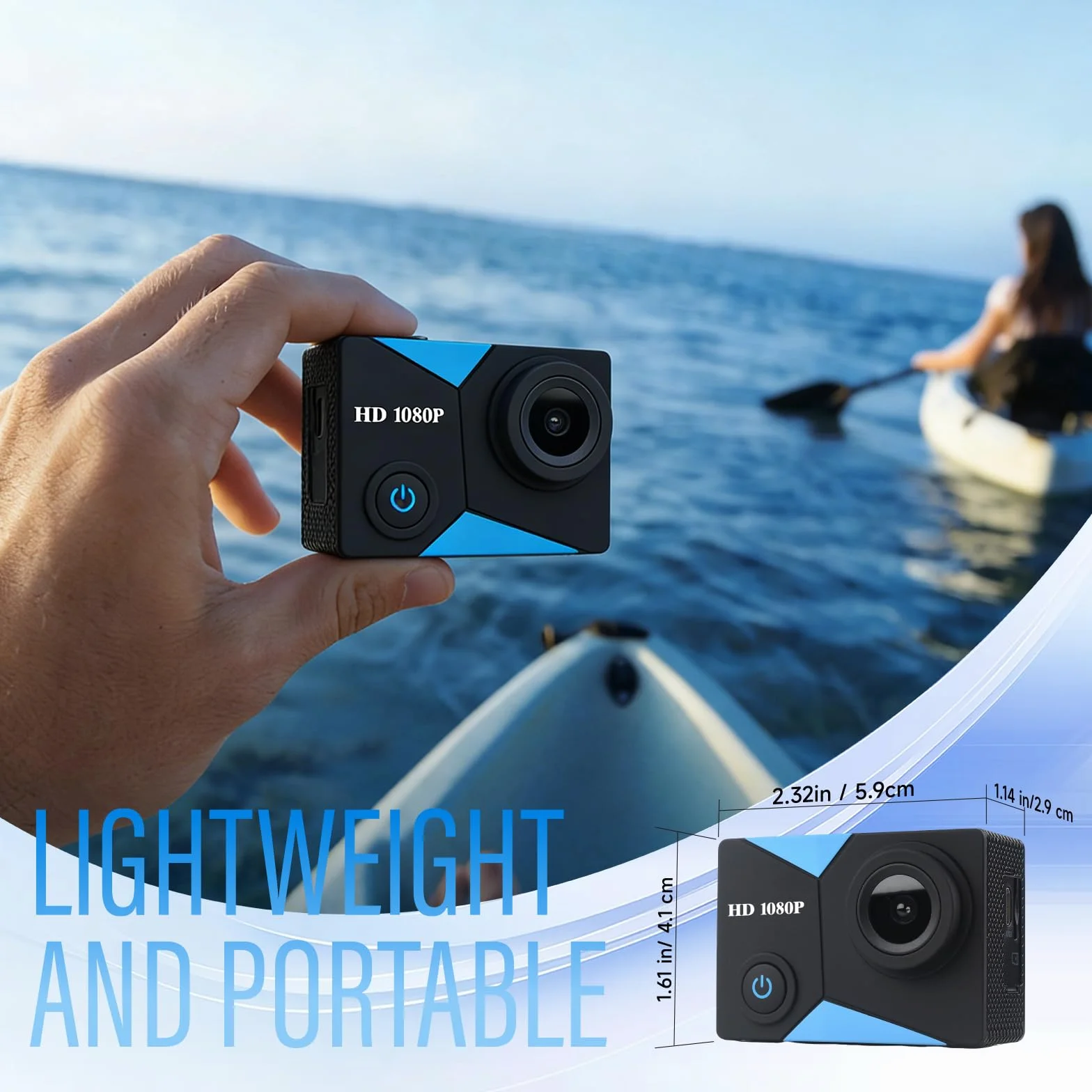 Caméra Sport 1080P 12MP 2" Écran LCD Étanche 30M avec Batteries et Accessoires Vélo