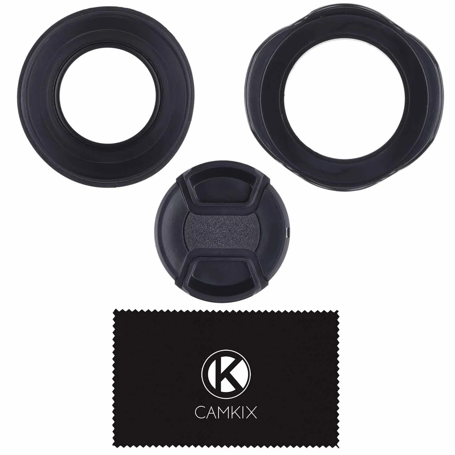 2 Pare-Soleil pour lentilles: Tulipe + Caoutchouc – 1 Bouchon d'objectif – Réduit Les Reflets des lentilles – Protège Contre la lumière de Soleil Excessive pour des Photos et des vidéos améliorées