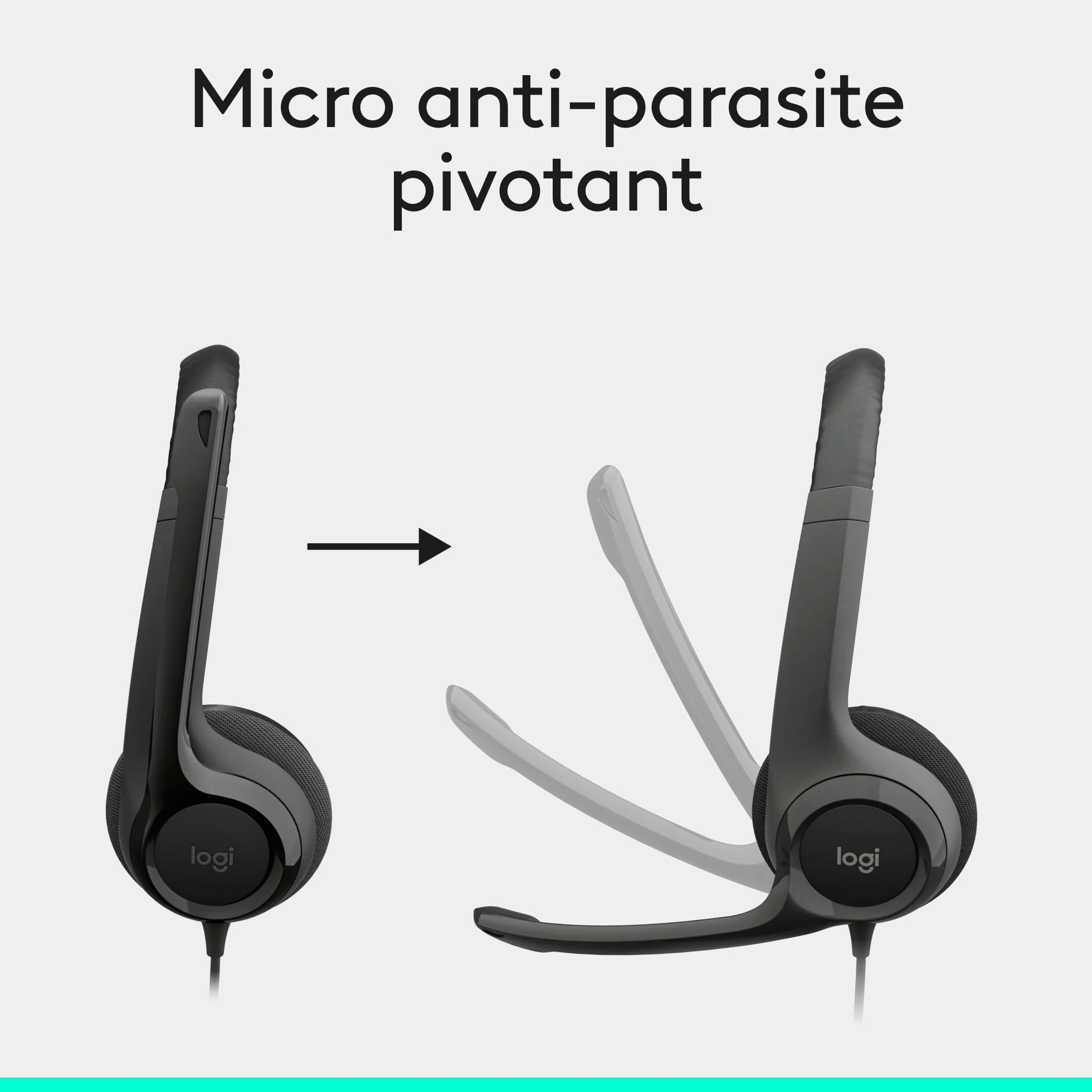 Logitech H390 Casque Filaire pour PC/Ordinateur Portable, Casque Stéréo avec Microphone Antibruit, USB-A, Commandes en Ligne, Compatible avec Chromebook - Noir